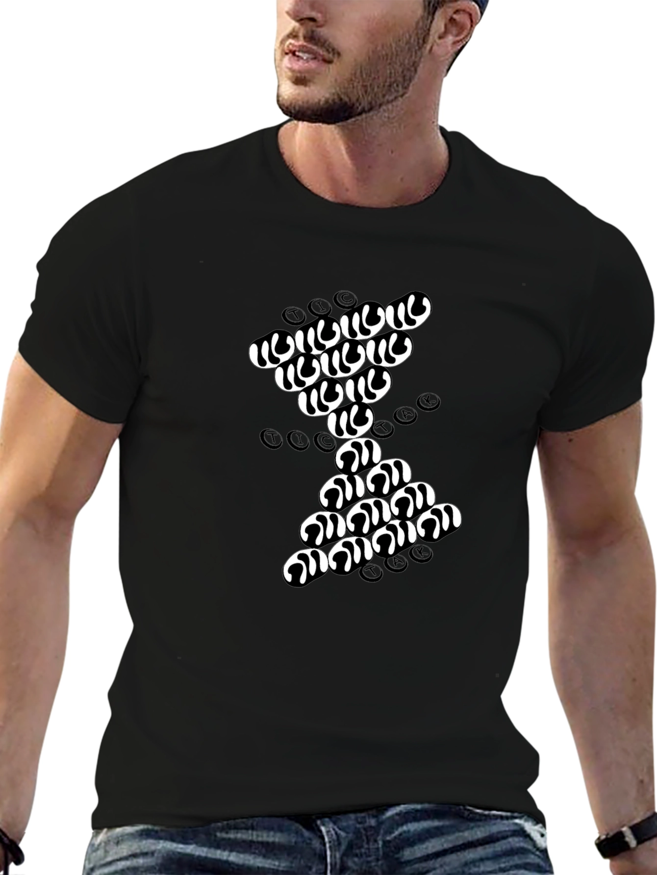 Abstract Sand Timer Graphic Tee - Black