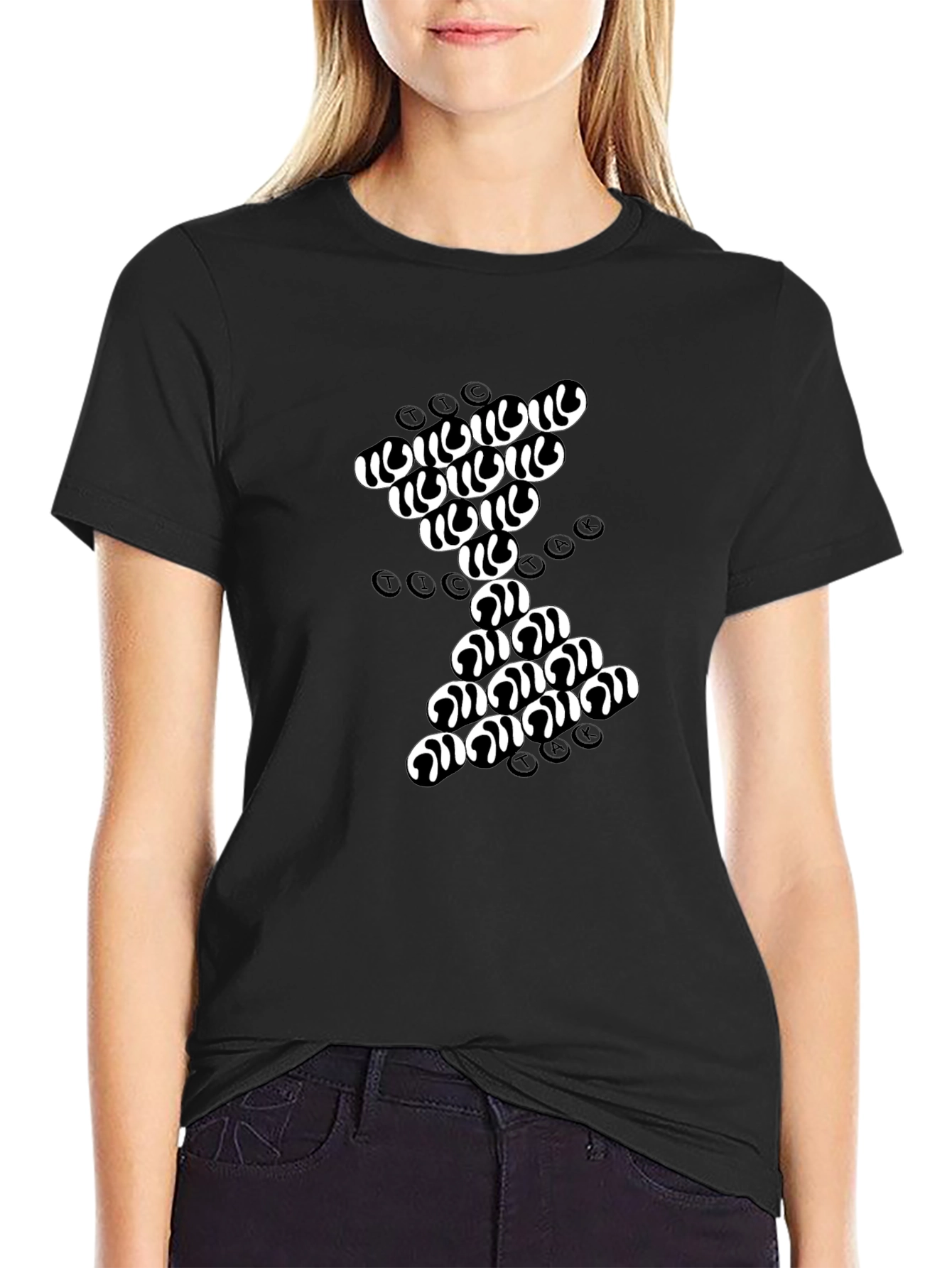 Abstract Sand Timer Graphic Tee - Black