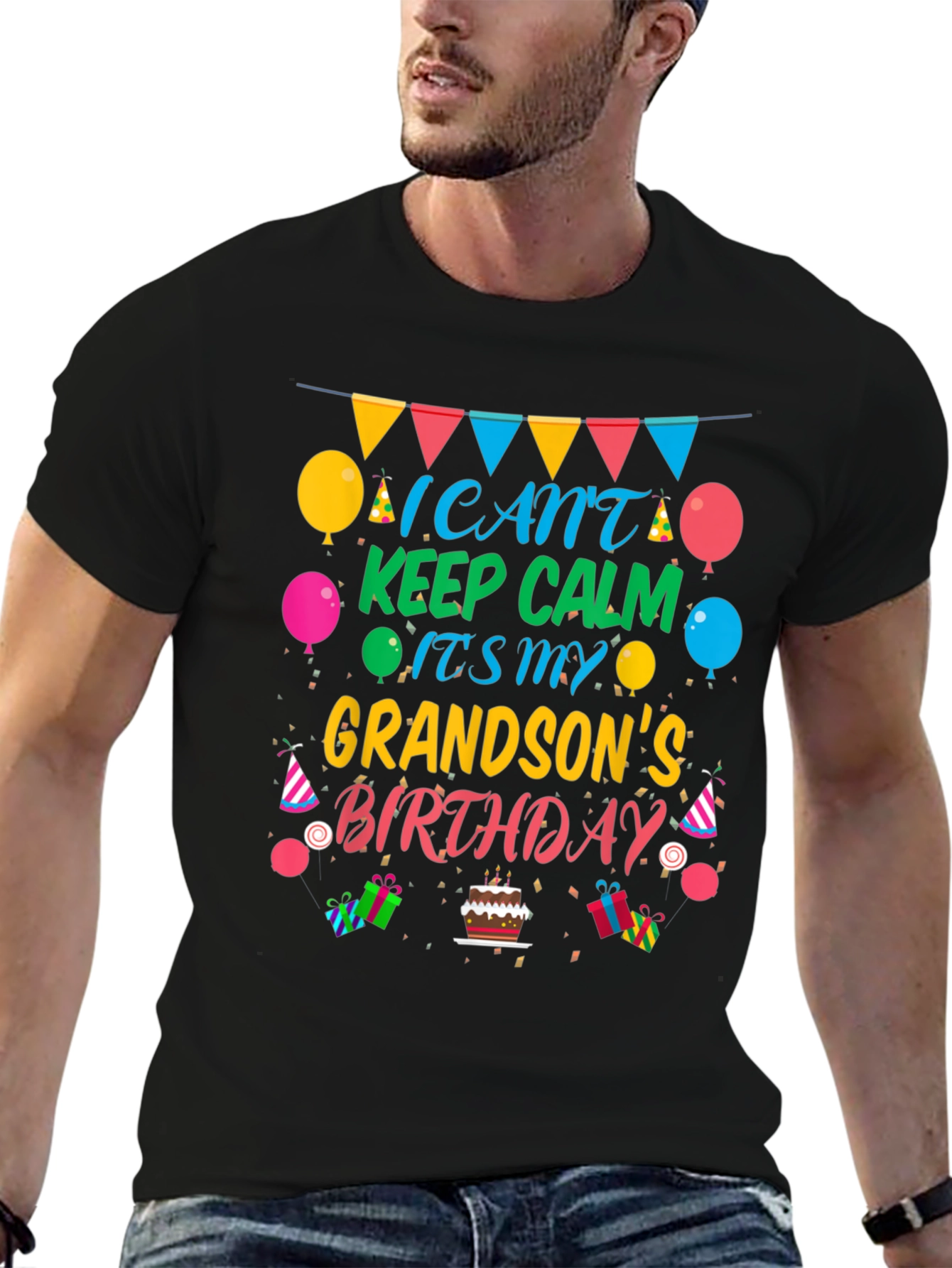 Grandson Birthday T-Shirt - Keep Calm Celebration Tee