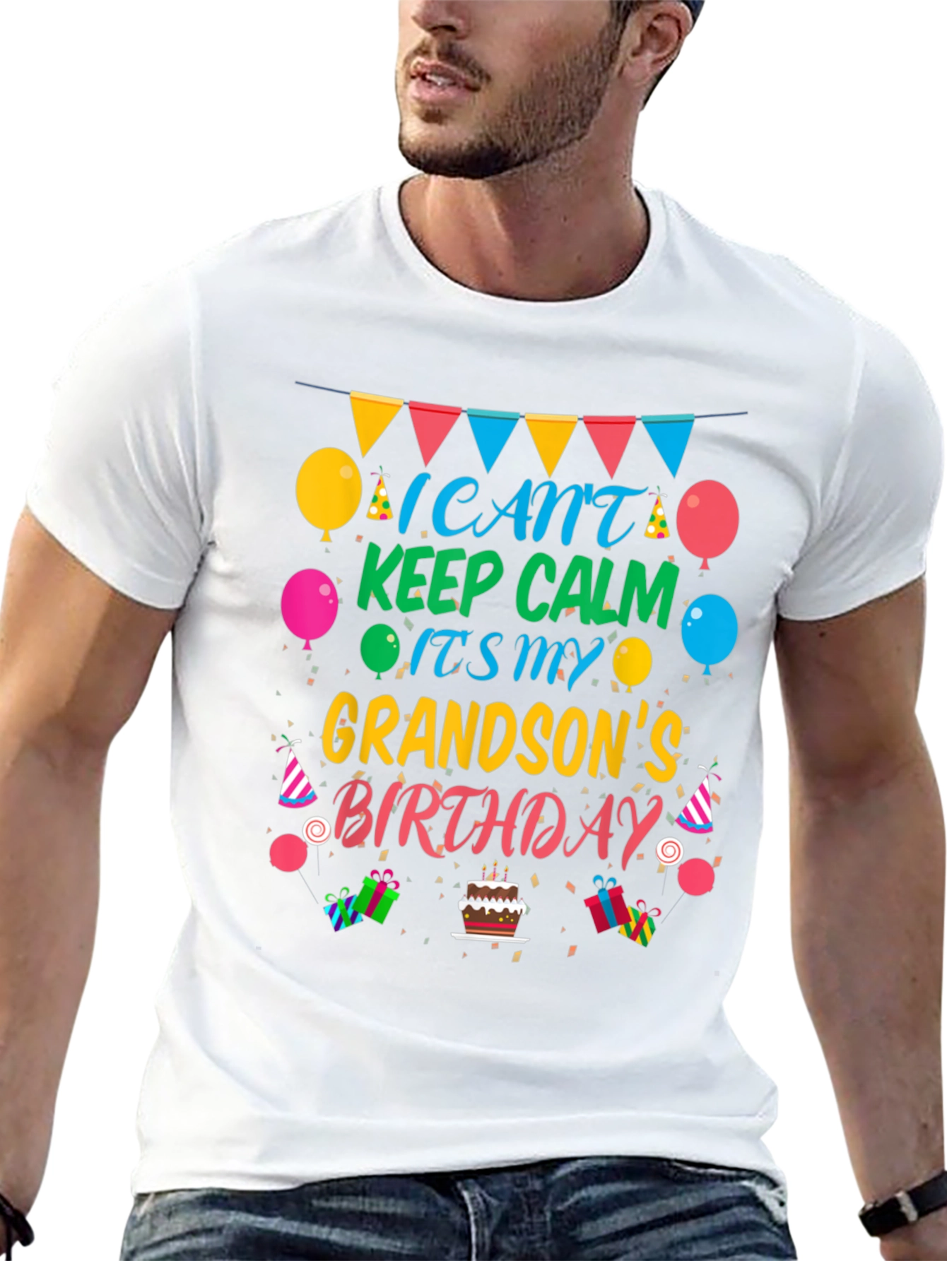 Grandson Birthday T-Shirt - Keep Calm Celebration Tee