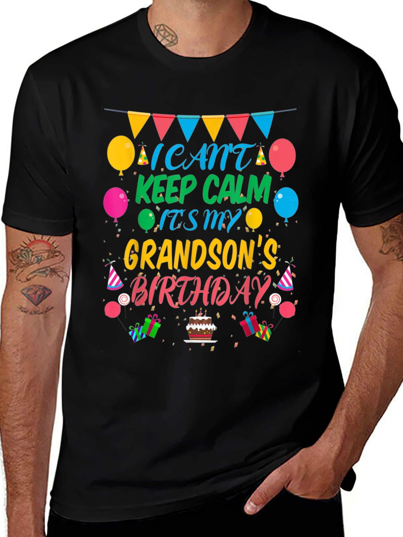 Grandson Birthday T-Shirt - Keep Calm Celebration Tee