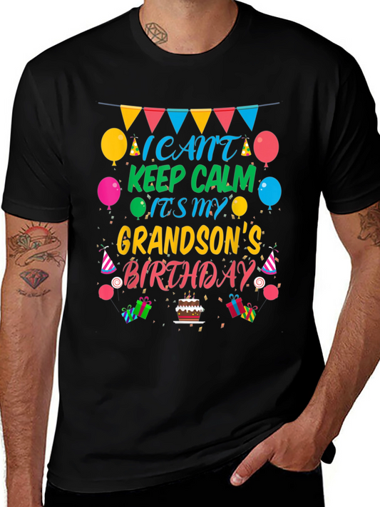 Grandson Birthday T-Shirt - Keep Calm Celebration Tee