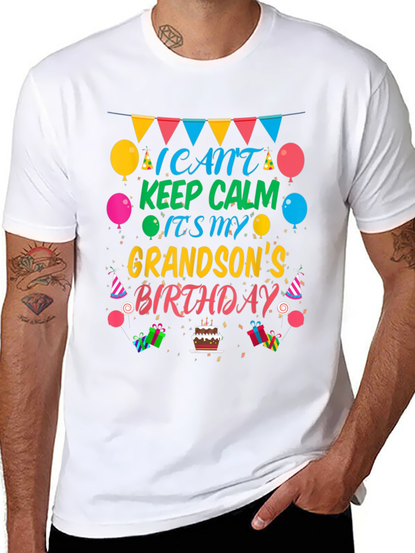 Grandson Birthday T-Shirt - Keep Calm Celebration Tee