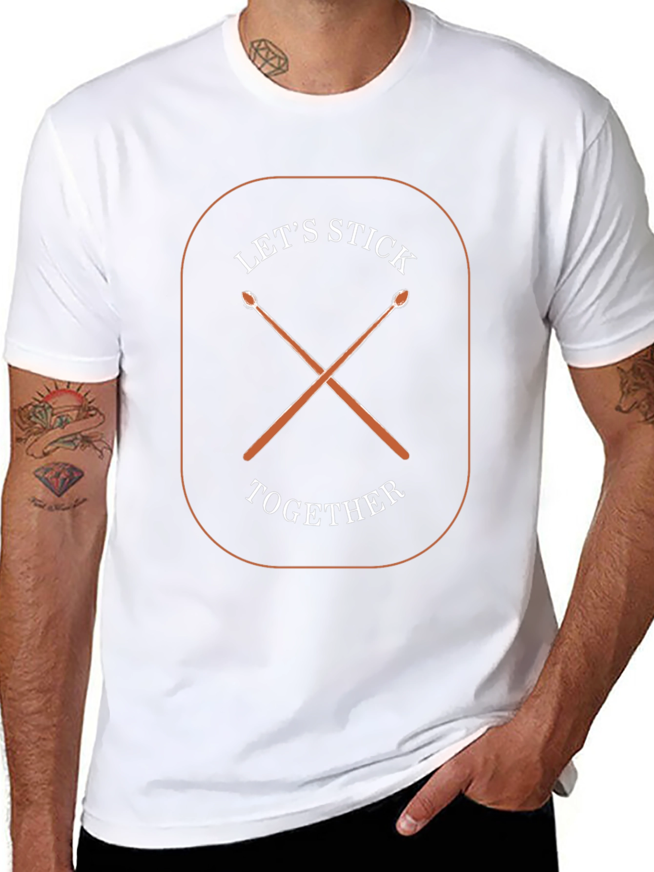 Lets Stick Together T-Shirt - Drum Sticks Design