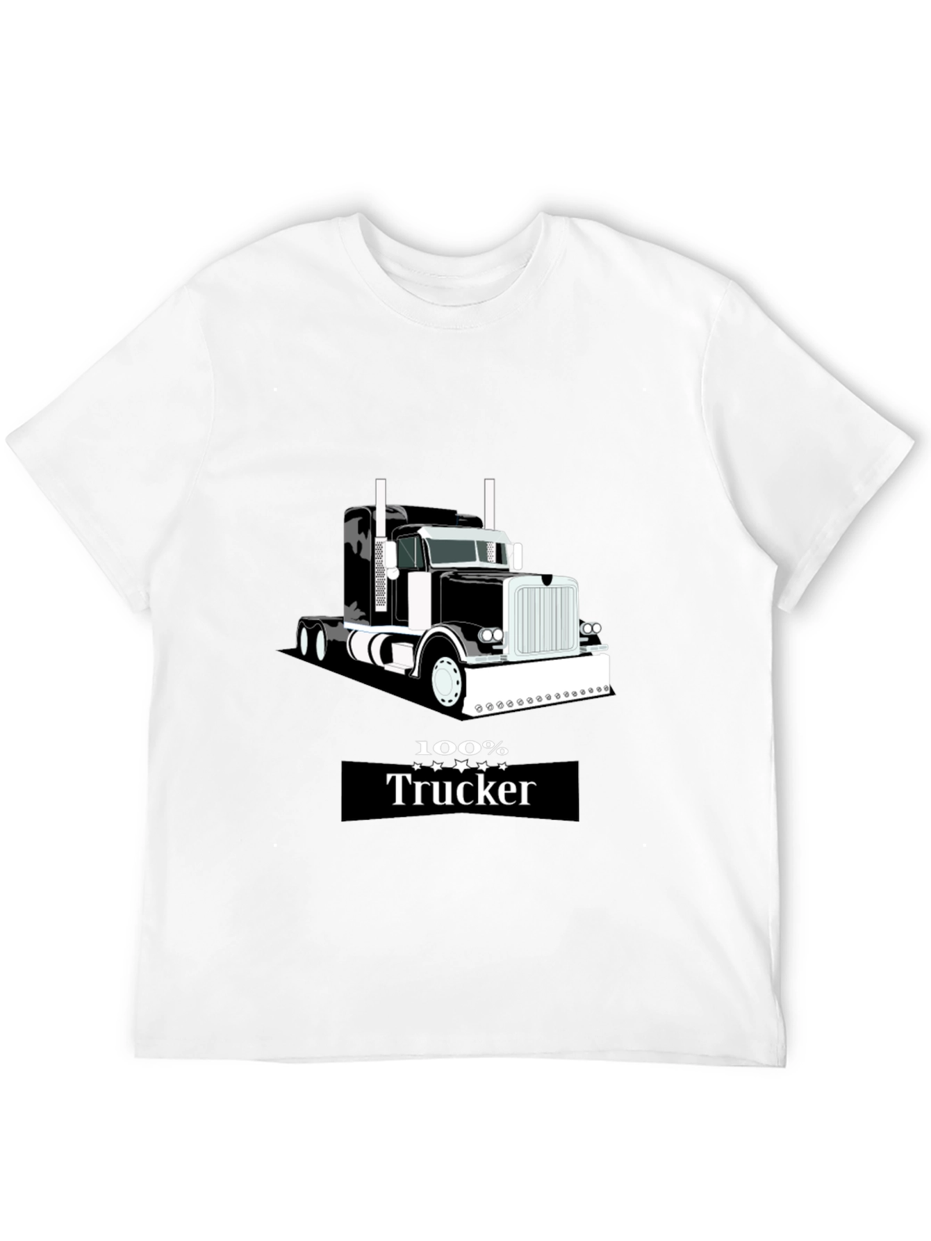 100% Trucker Graphic Tee - Black Cotton Blend