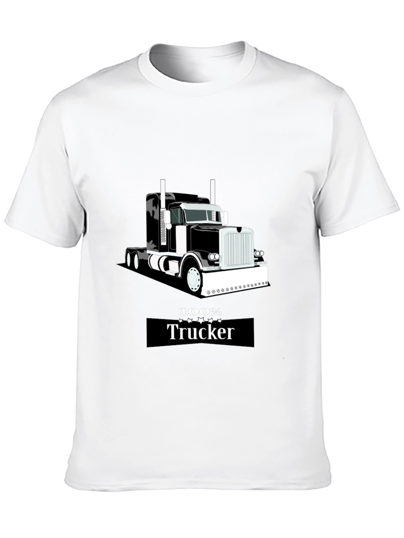 100% Trucker Graphic Tee - Black Cotton Blend