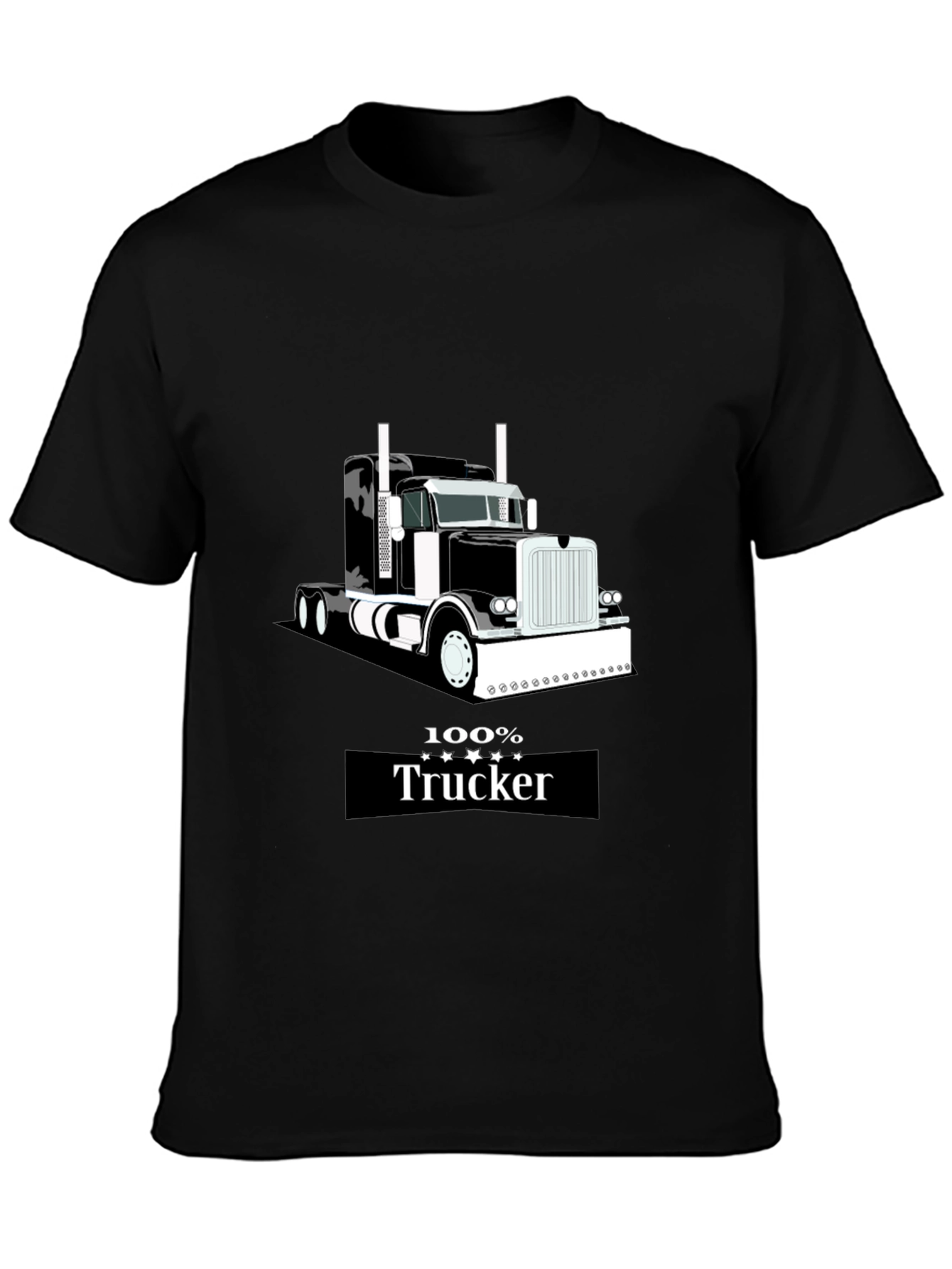 100% Trucker Graphic Tee - Black Cotton Blend