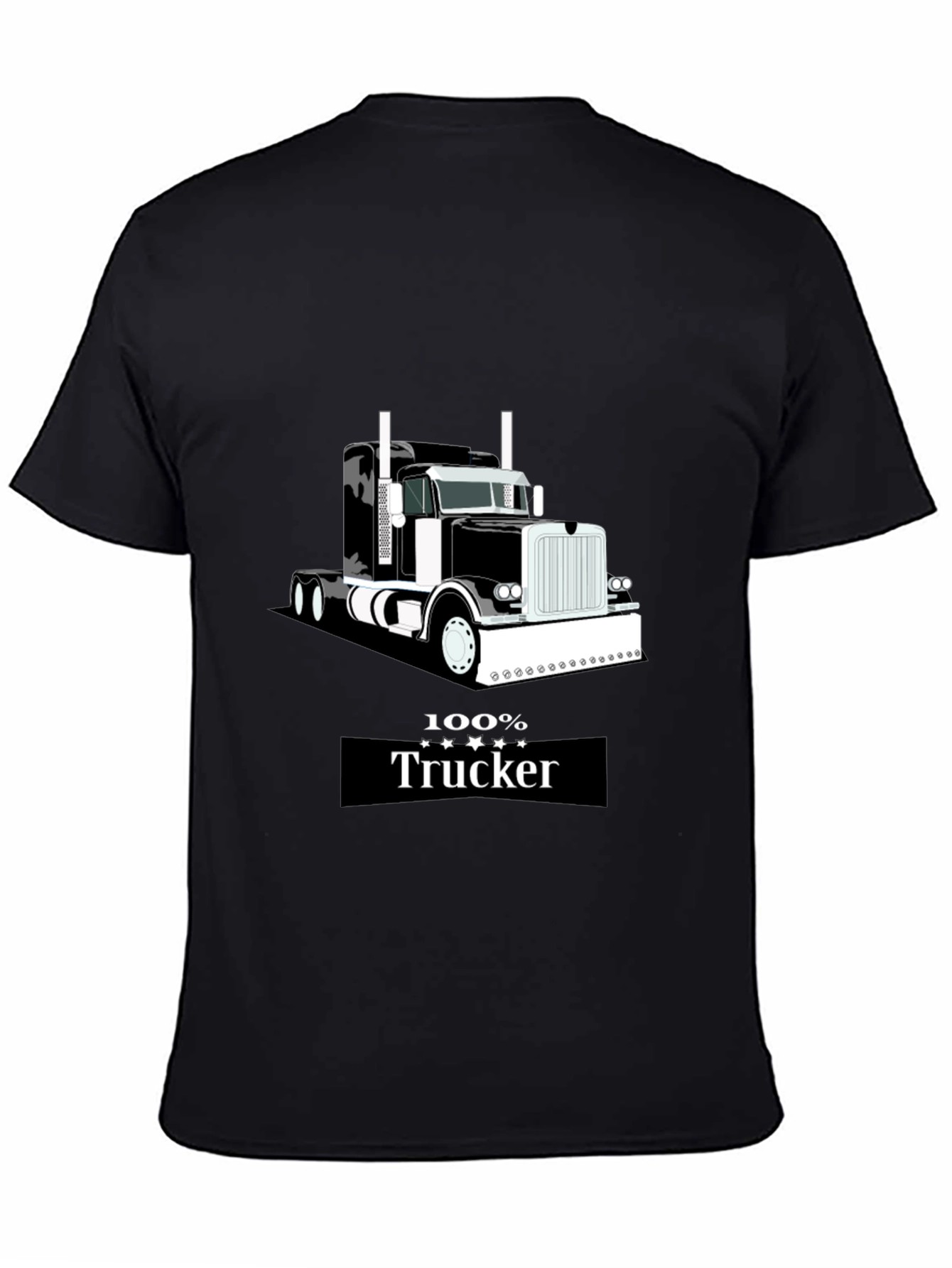 100% Trucker Graphic Tee - Black Cotton Blend