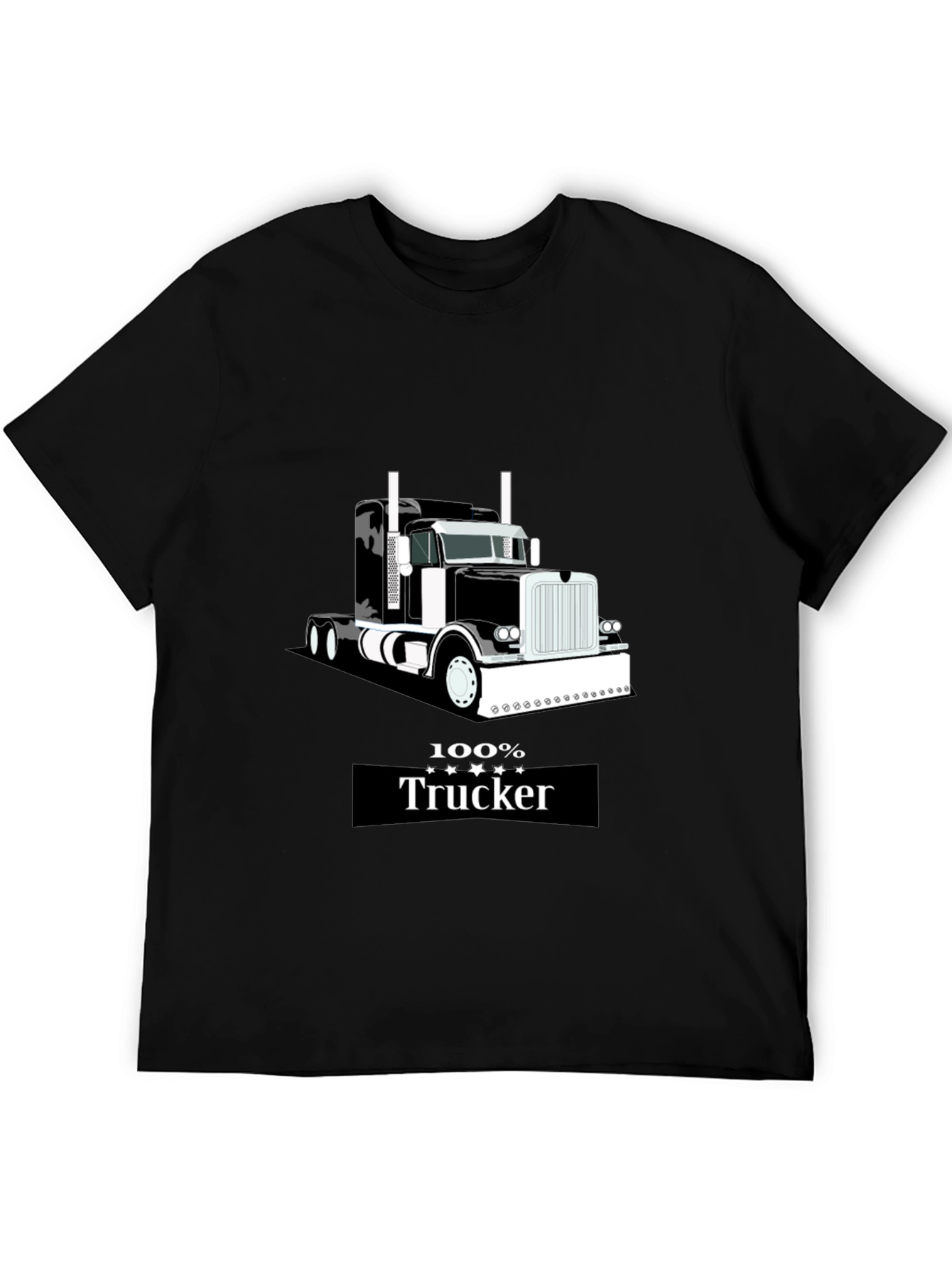 100% Trucker Graphic Tee - Black Cotton Blend
