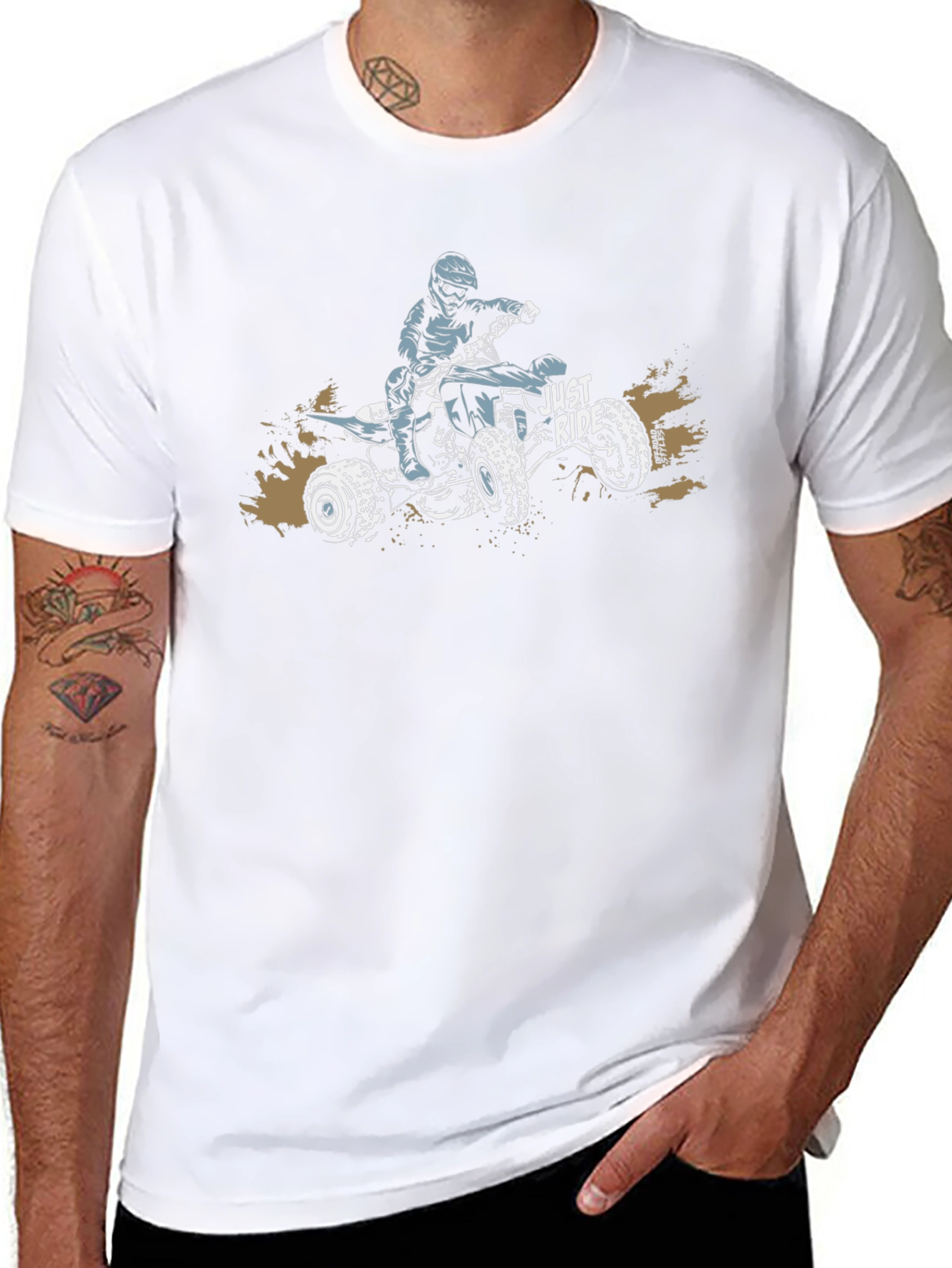 Just Ride Black Graphic Tee ATV Design