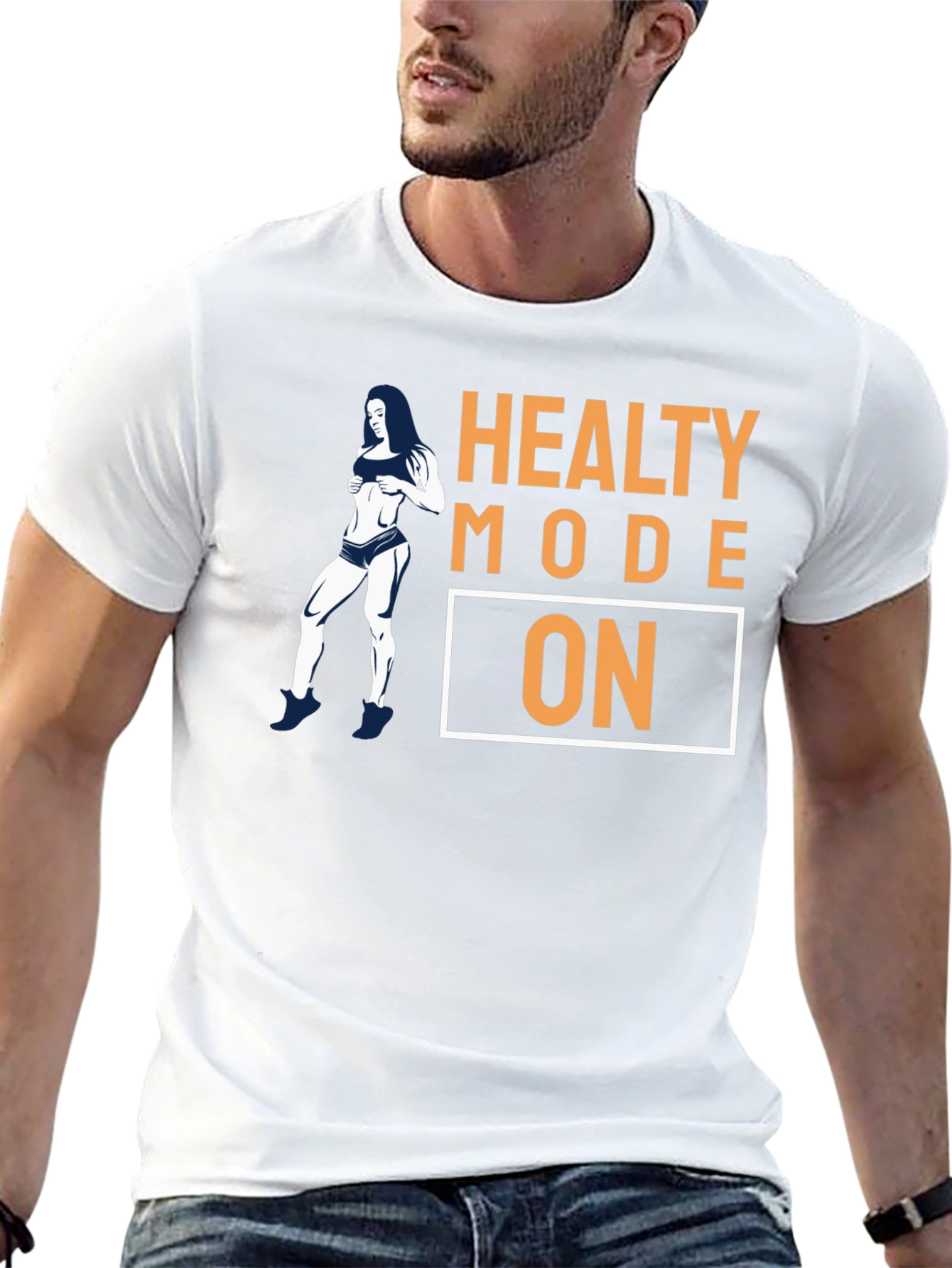 Healthy Mode On Black Graphic T-Shirt
