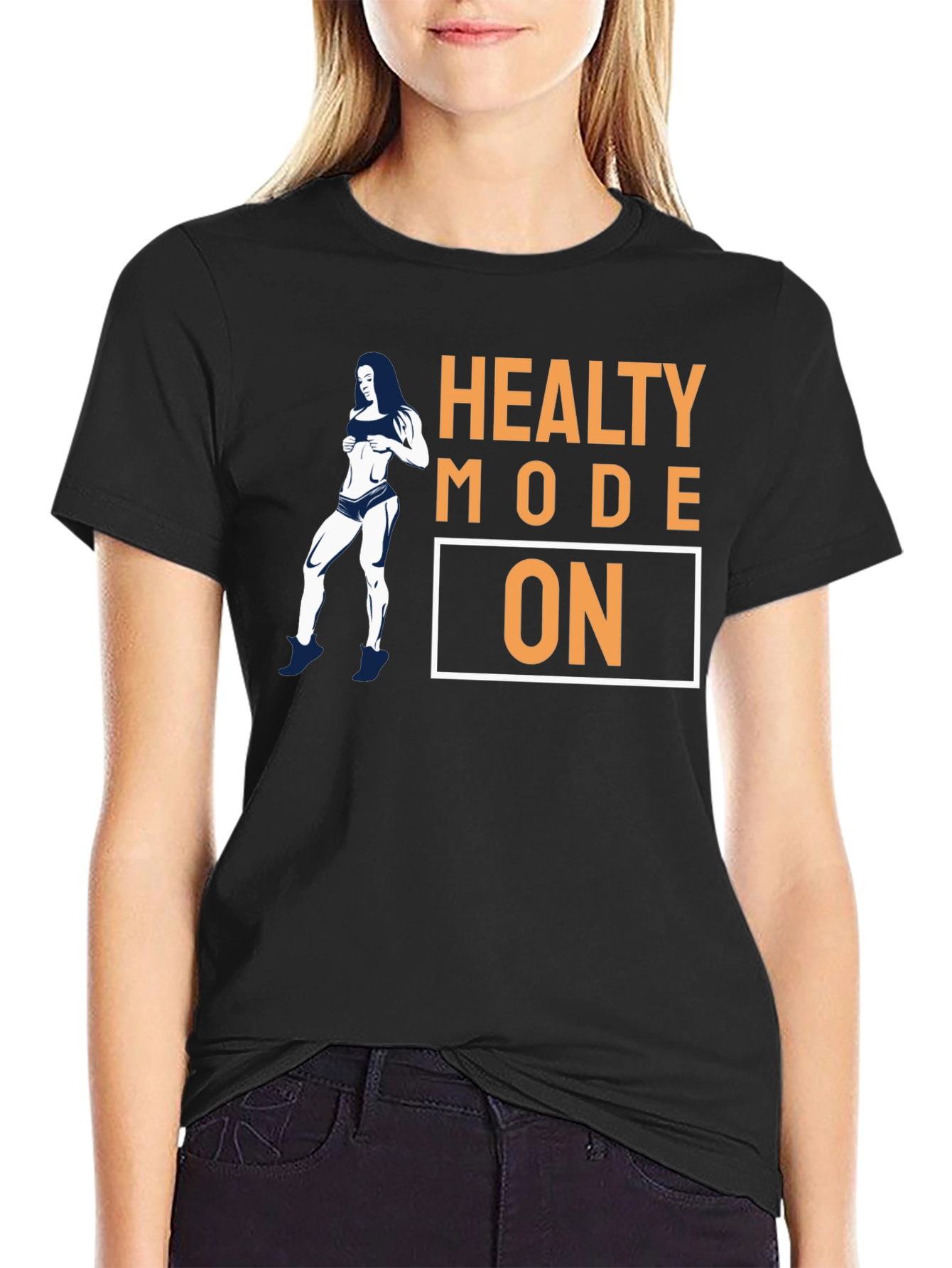Healthy Mode On Black Graphic T-Shirt
