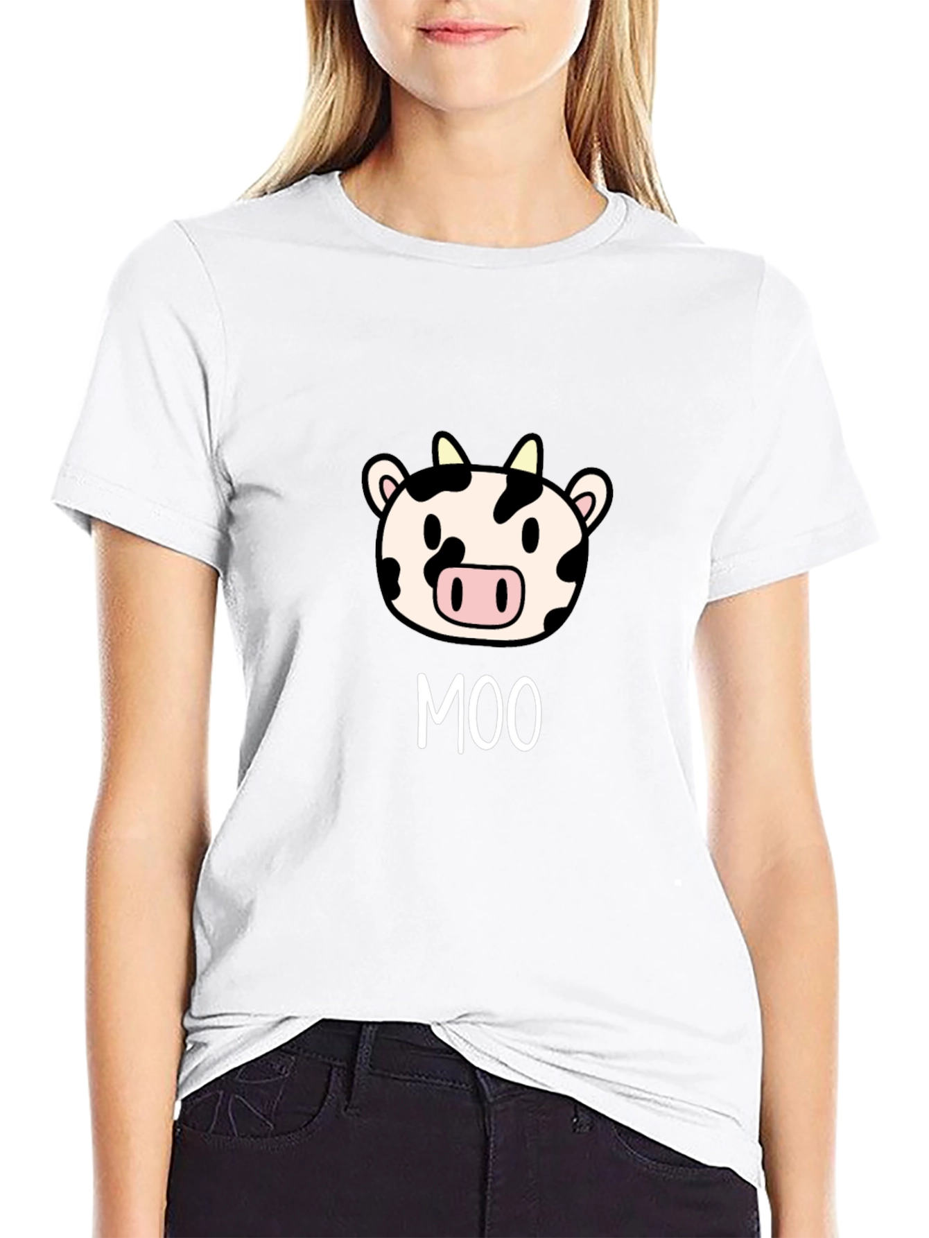 Moo Cow Graphic Tee - Cute Cartoon Animal T-Shirt