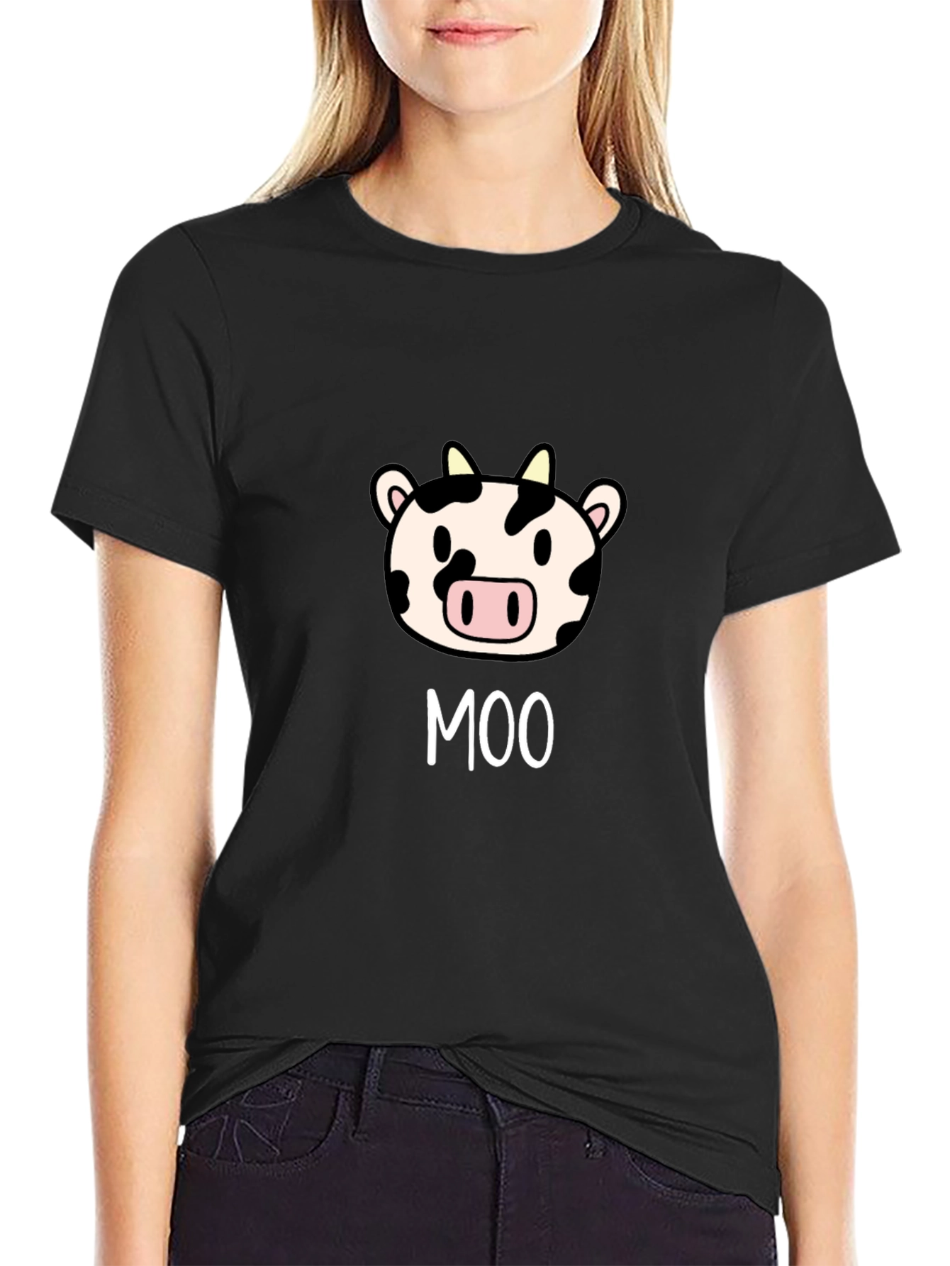 Moo Cow Graphic Tee - Cute Cartoon Animal T-Shirt