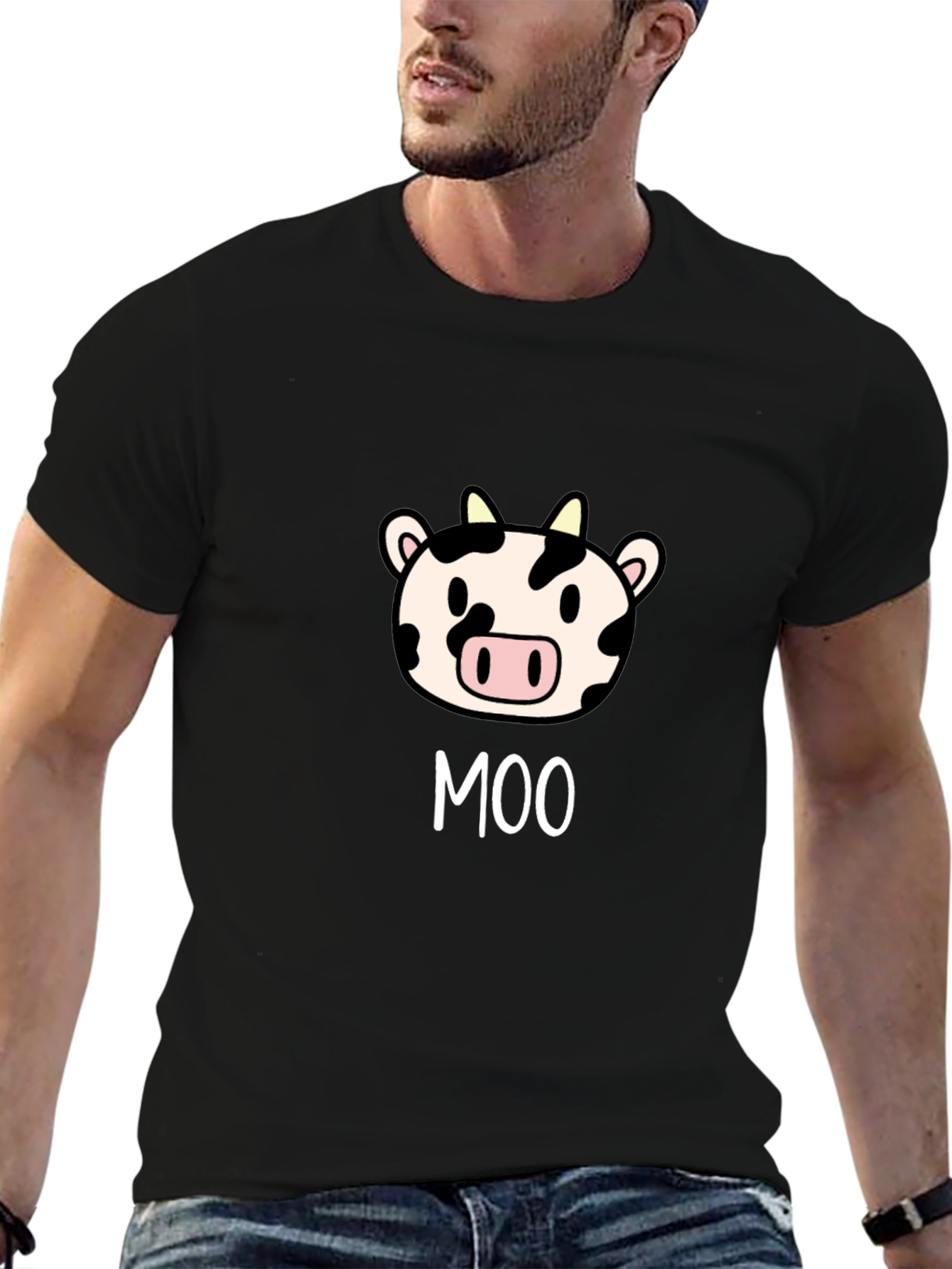 Moo Cow Graphic Tee - Cute Cartoon Animal T-Shirt
