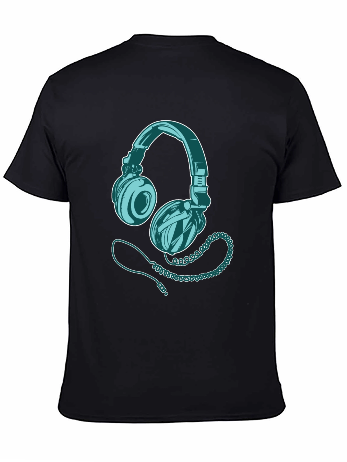 Headphone Graphic Print Black T-Shirt