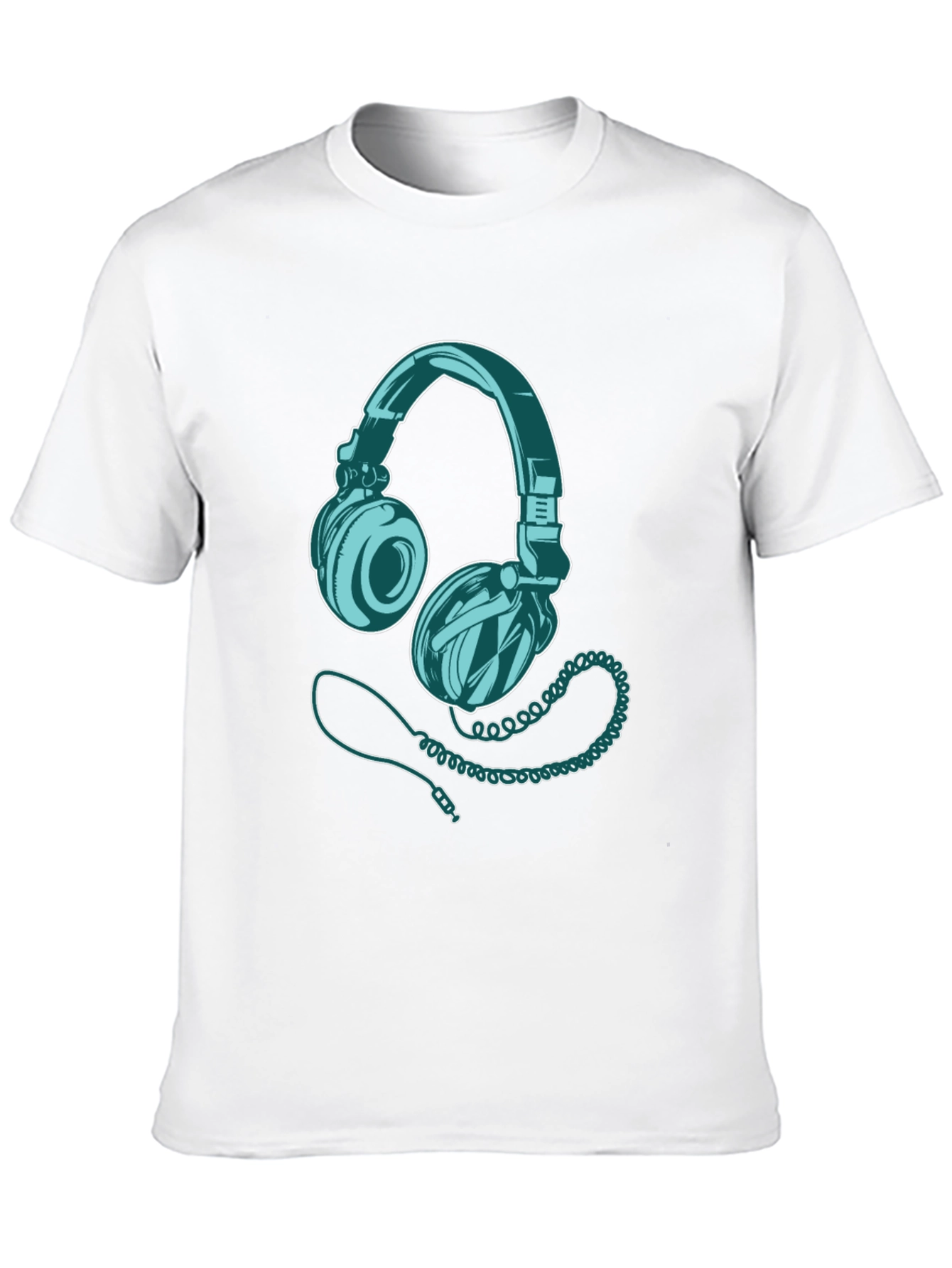 Headphone Graphic Print Black T-Shirt