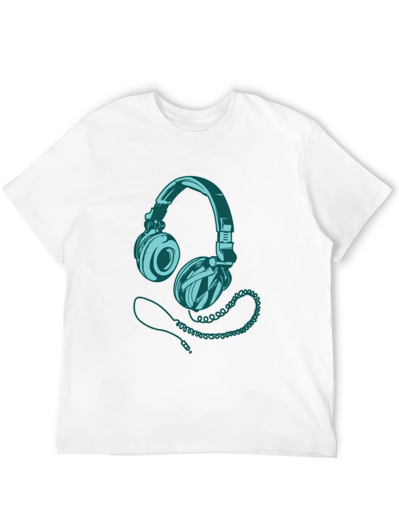 Headphone Graphic Print Black T-Shirt