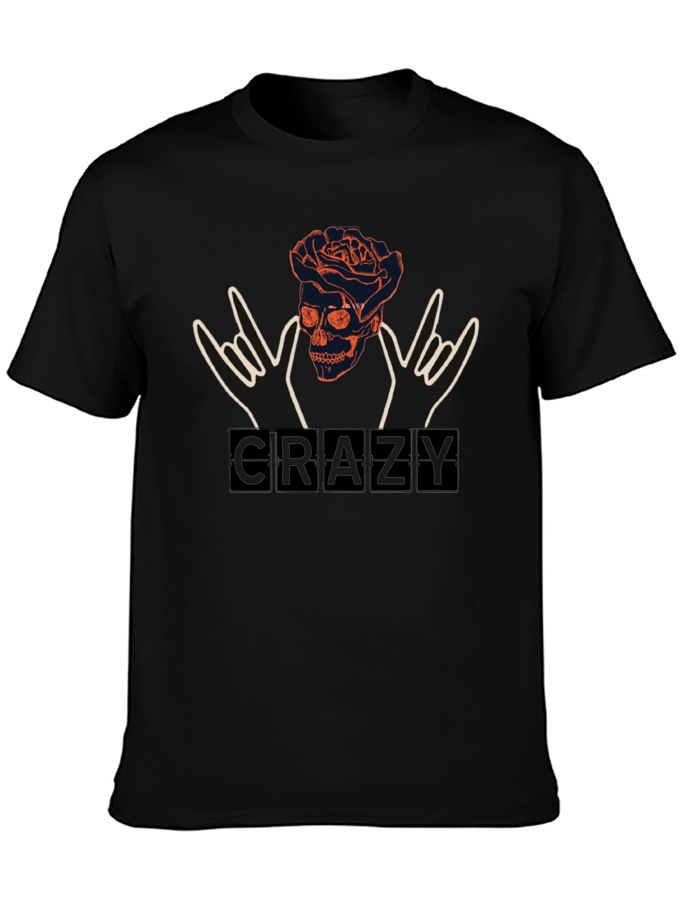 Crazy Skull Rose Graphic T-Shirt - Unique Design