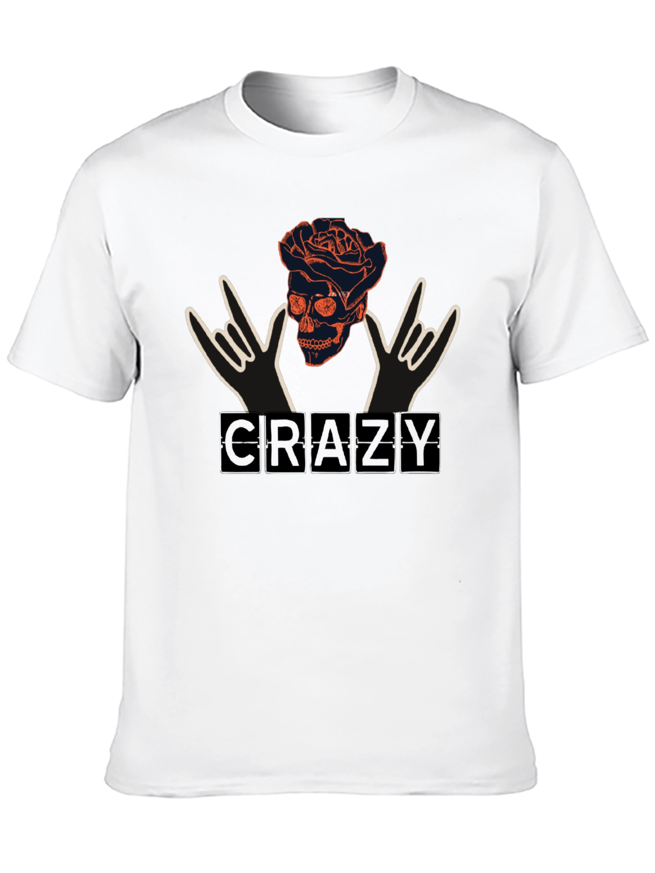 Crazy Skull Rose Graphic T-Shirt - Unique Design