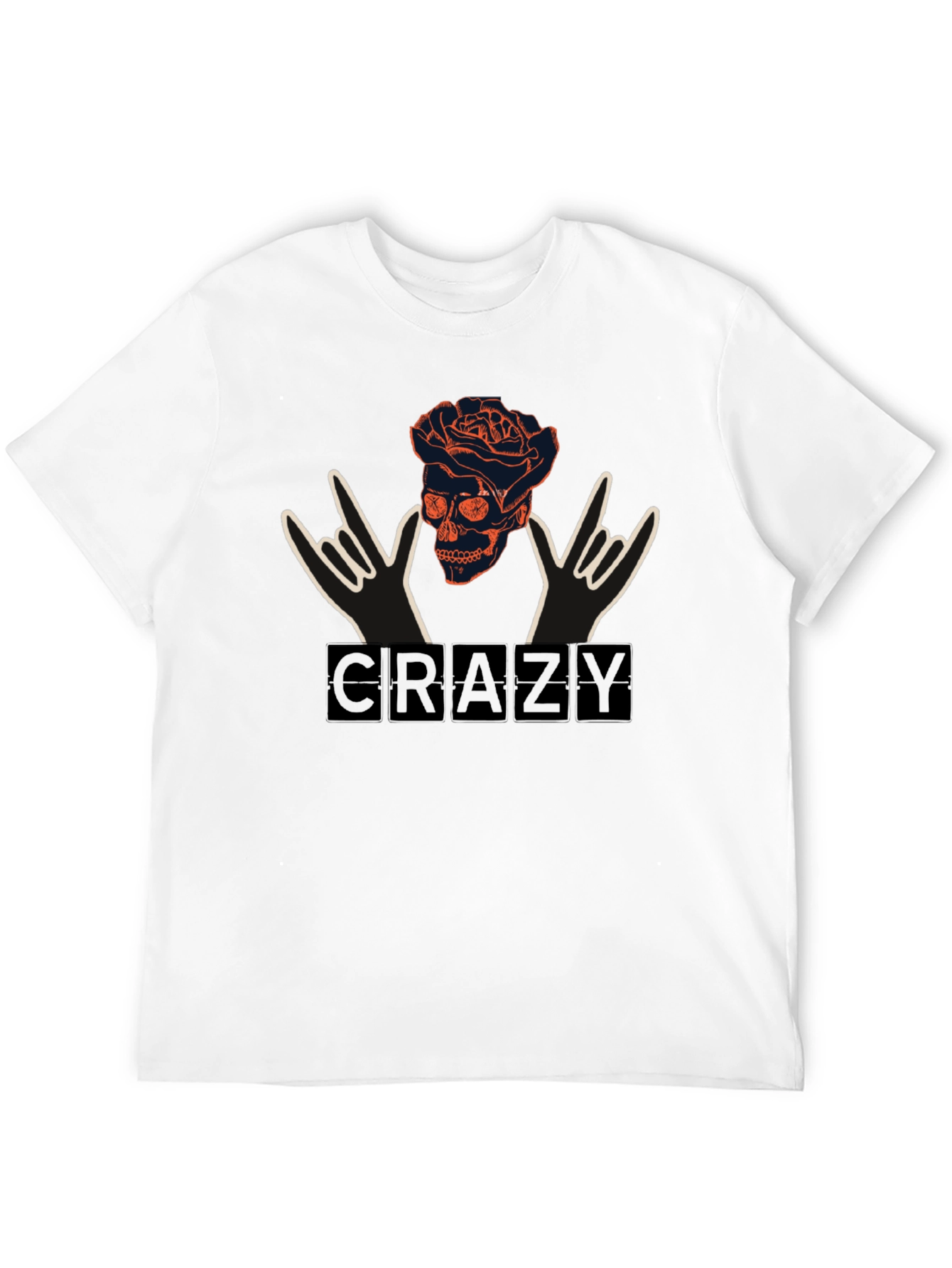 Crazy Skull Rose Graphic T-Shirt - Unique Design