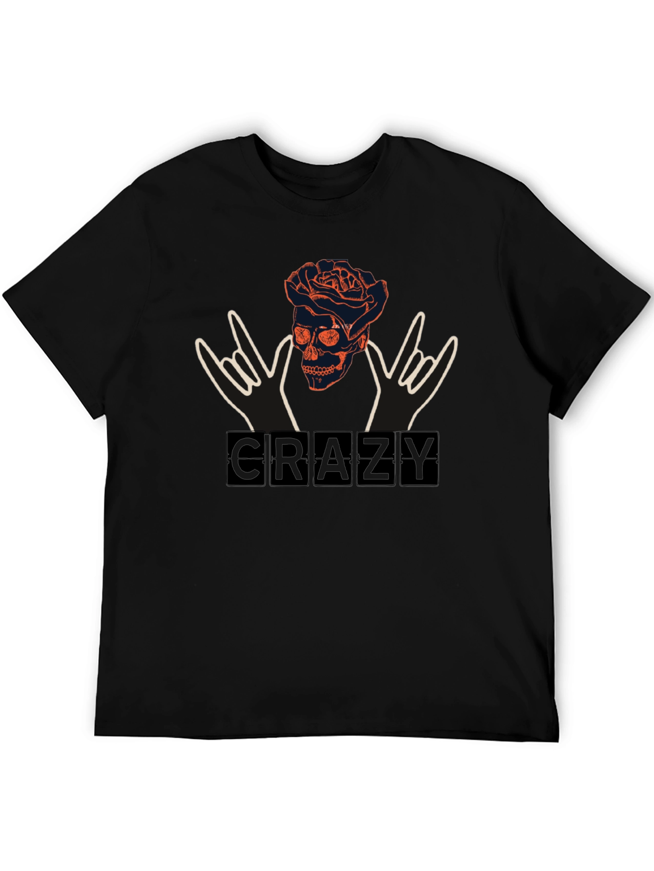 Crazy Skull Rose Graphic T-Shirt - Unique Design