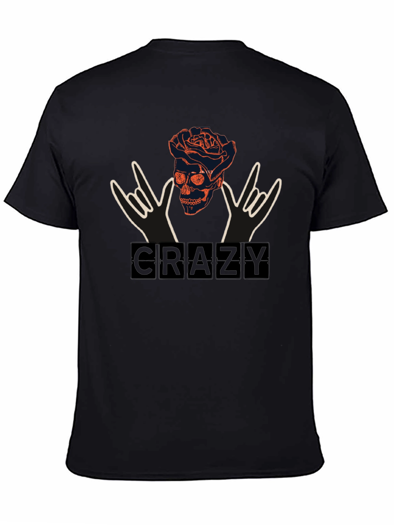 Crazy Skull Rose Graphic T-Shirt - Unique Design