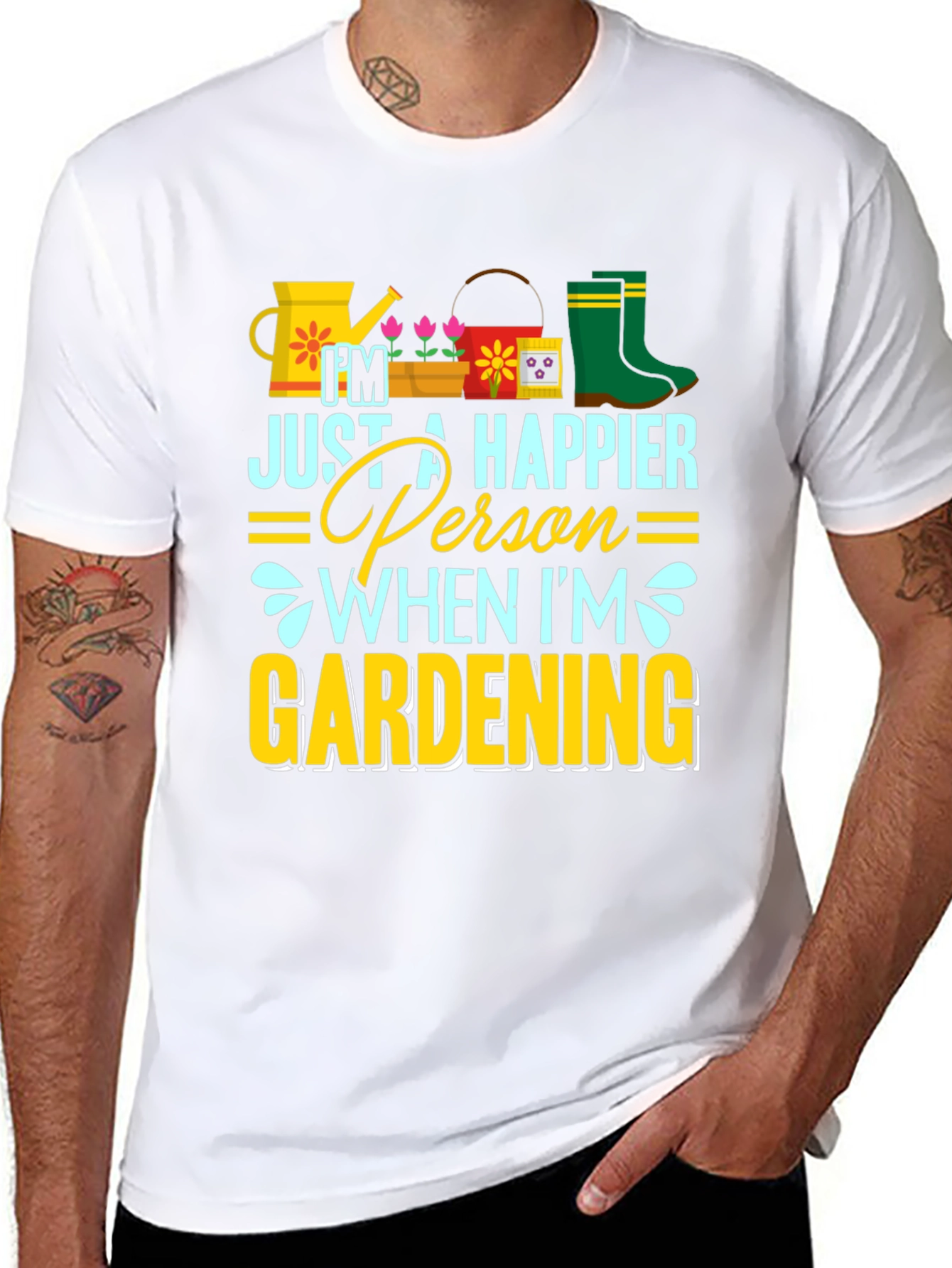 Gardening Lover T-Shirt - Happier Person When Gardening