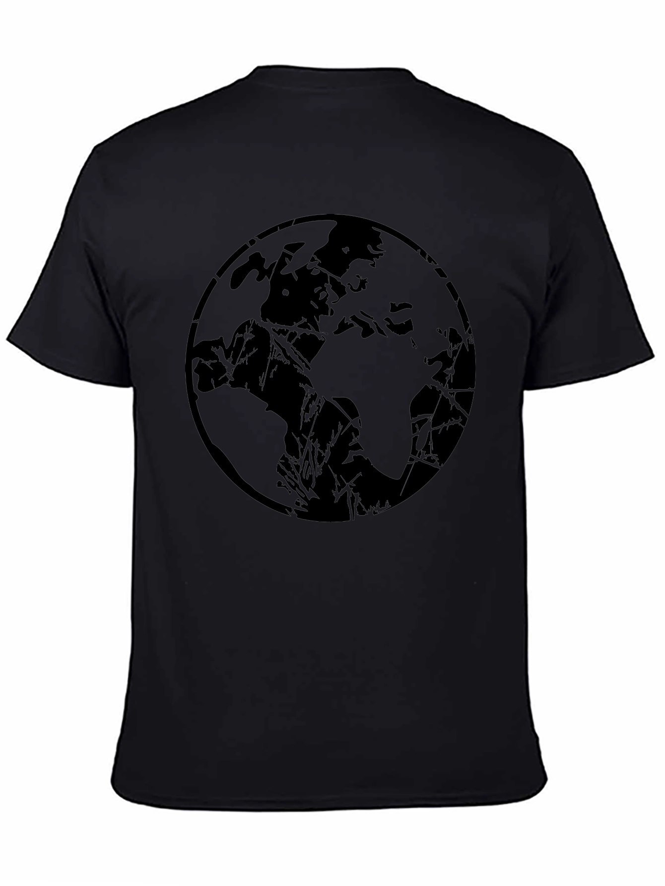 Mens Black Graphic Tee - Abstract Earth Design