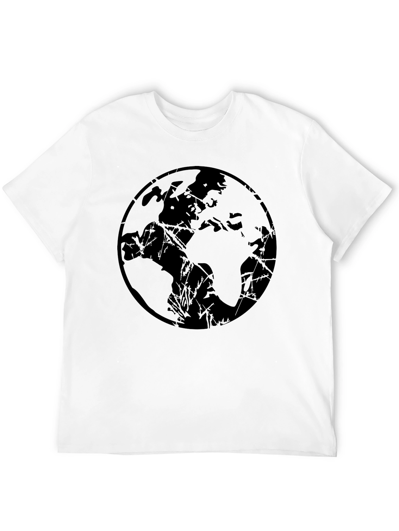 Mens Black Graphic Tee - Abstract Earth Design