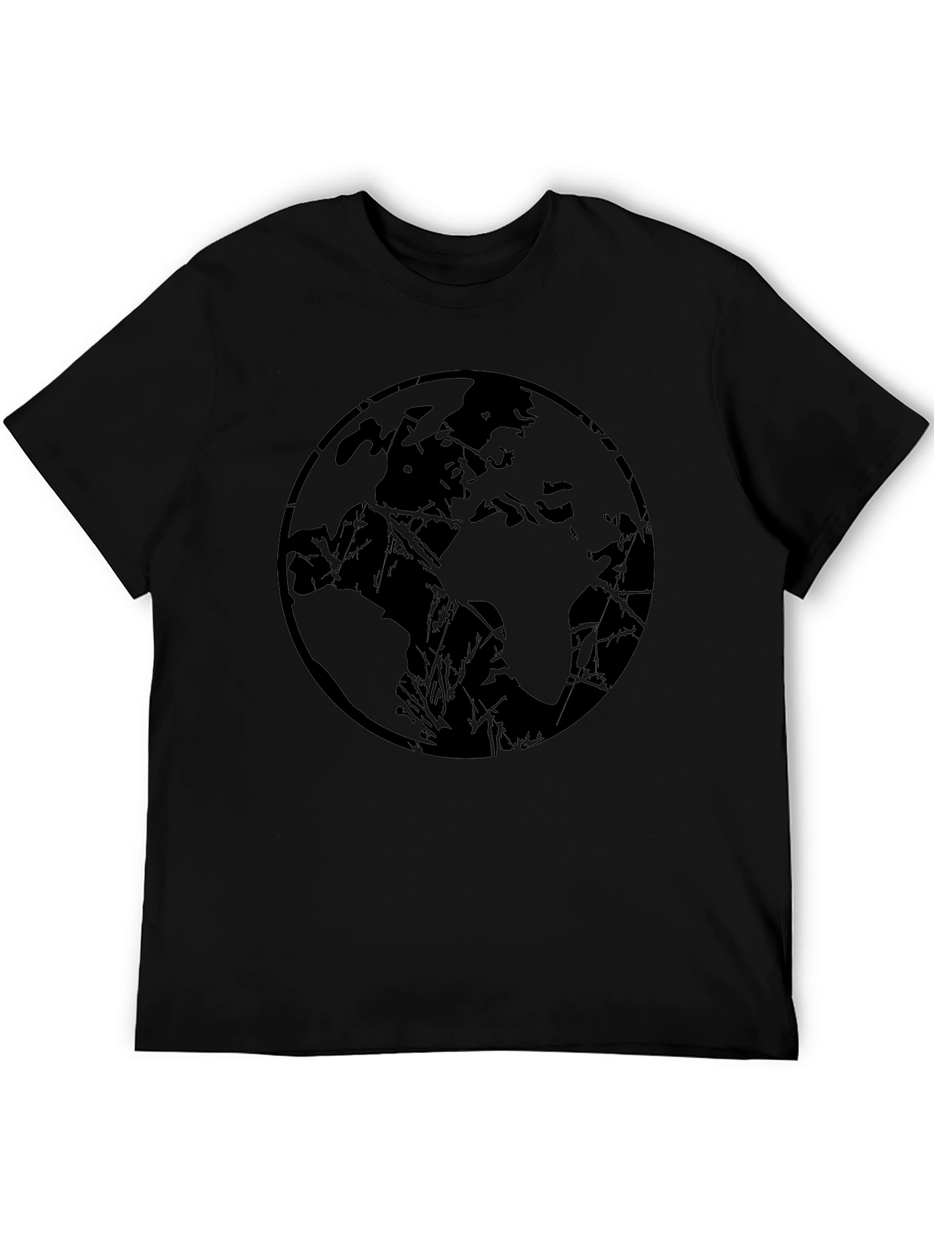 Mens Black Graphic Tee - Abstract Earth Design