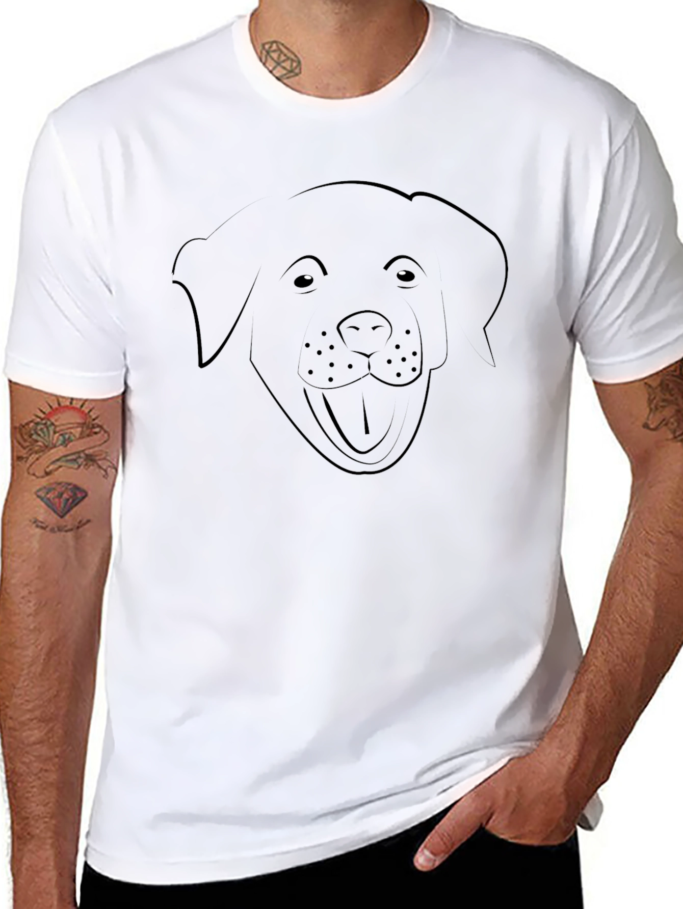 Dog Graphic T-Shirt - Black Crew Neck Tee
