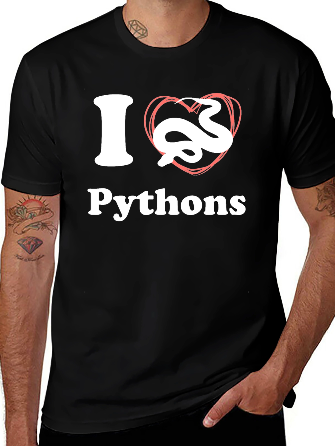 I Heart Pythons Black T-Shirt