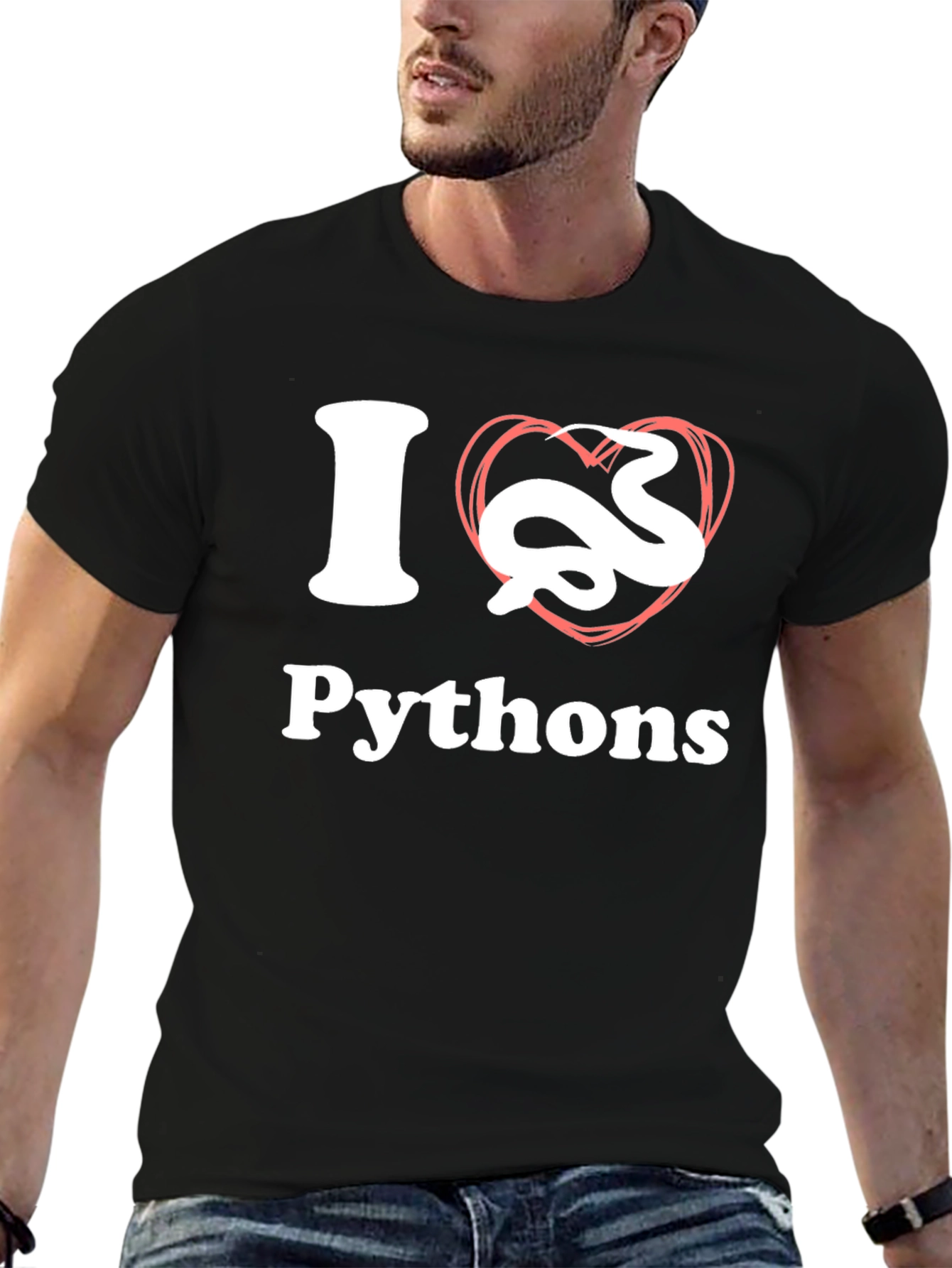 I Heart Pythons Black T-Shirt