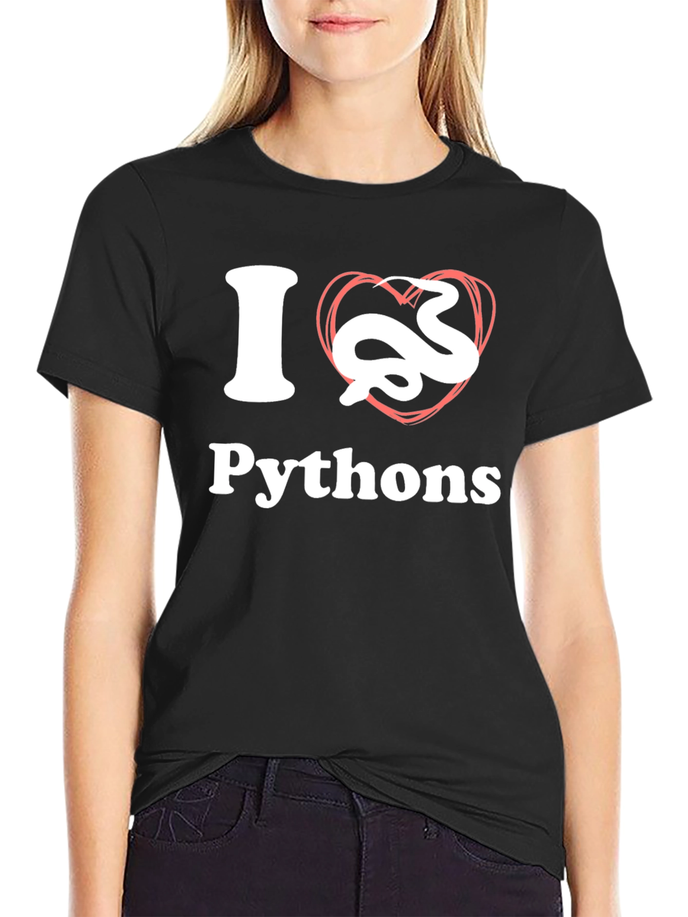 I Heart Pythons Black T-Shirt