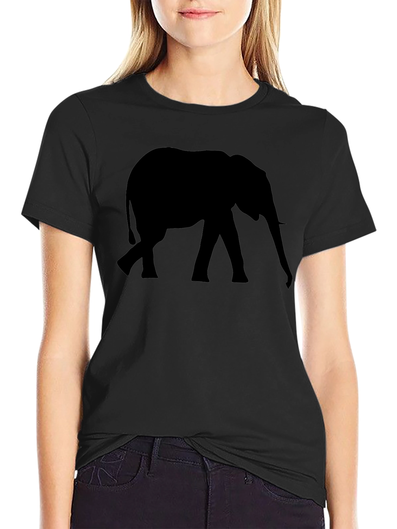 Elephant Silhouette Black T-Shirt
