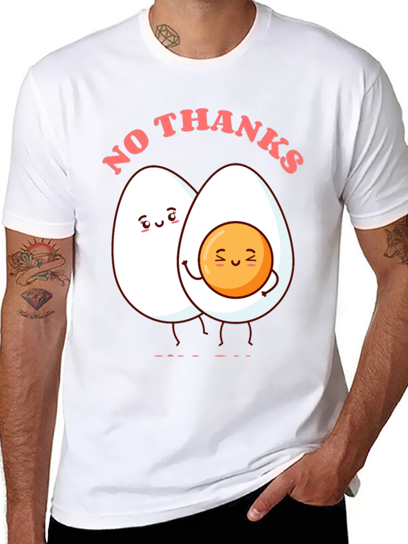 Funny Egg Humor Graphic T-Shirt - No Thanks!