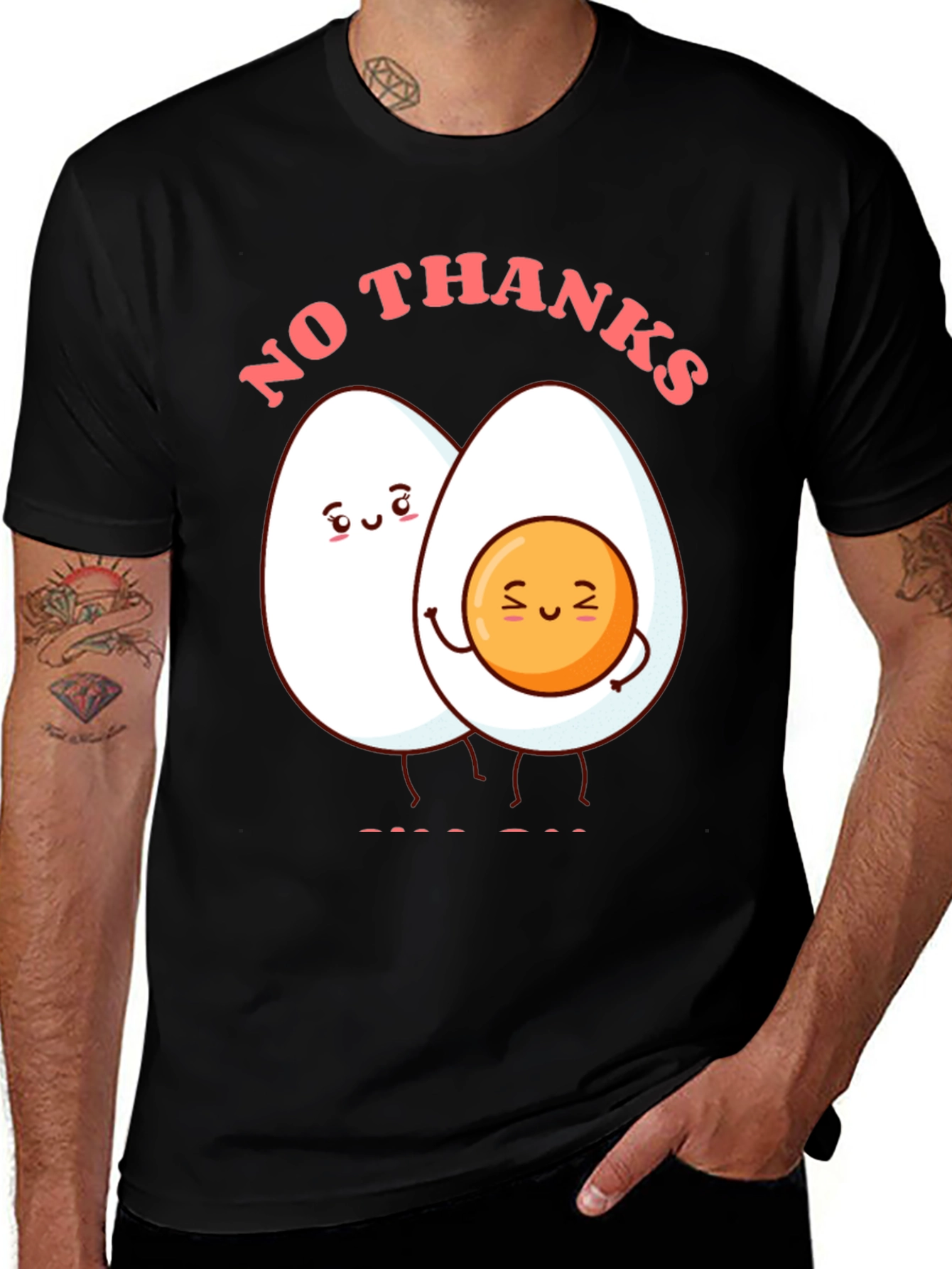 Funny Egg Humor Graphic T-Shirt - No Thanks!