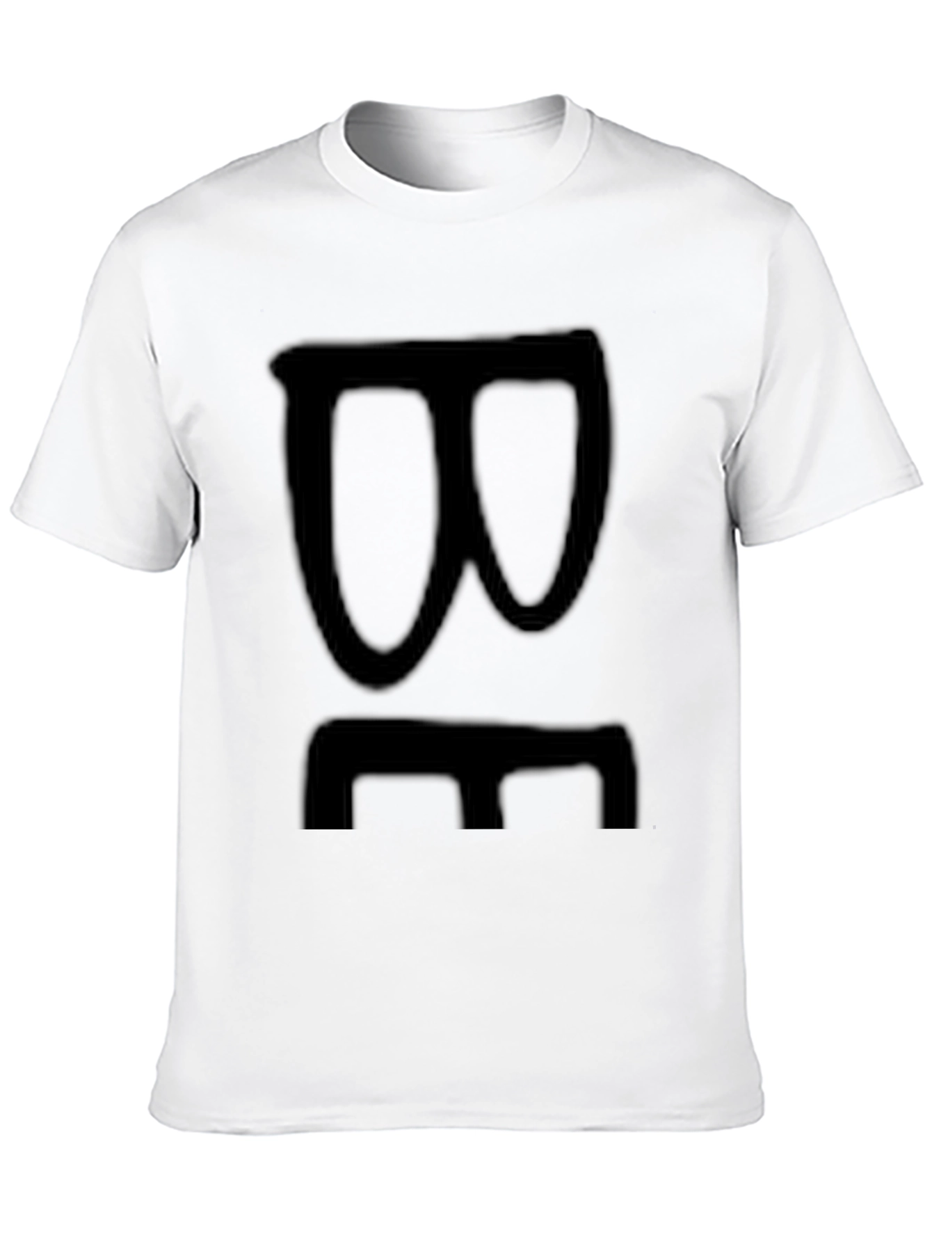 Black Graphic Tee with Abstract Face Design