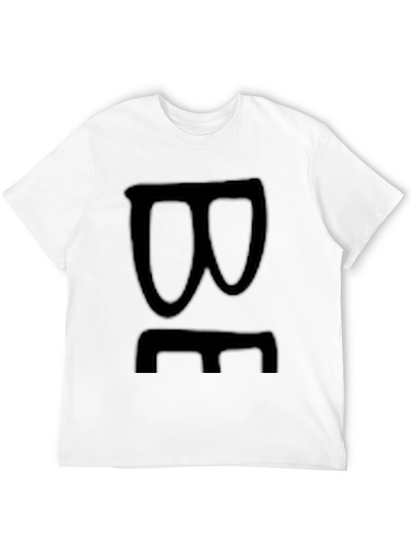 Black Graphic Tee with Abstract Face Design