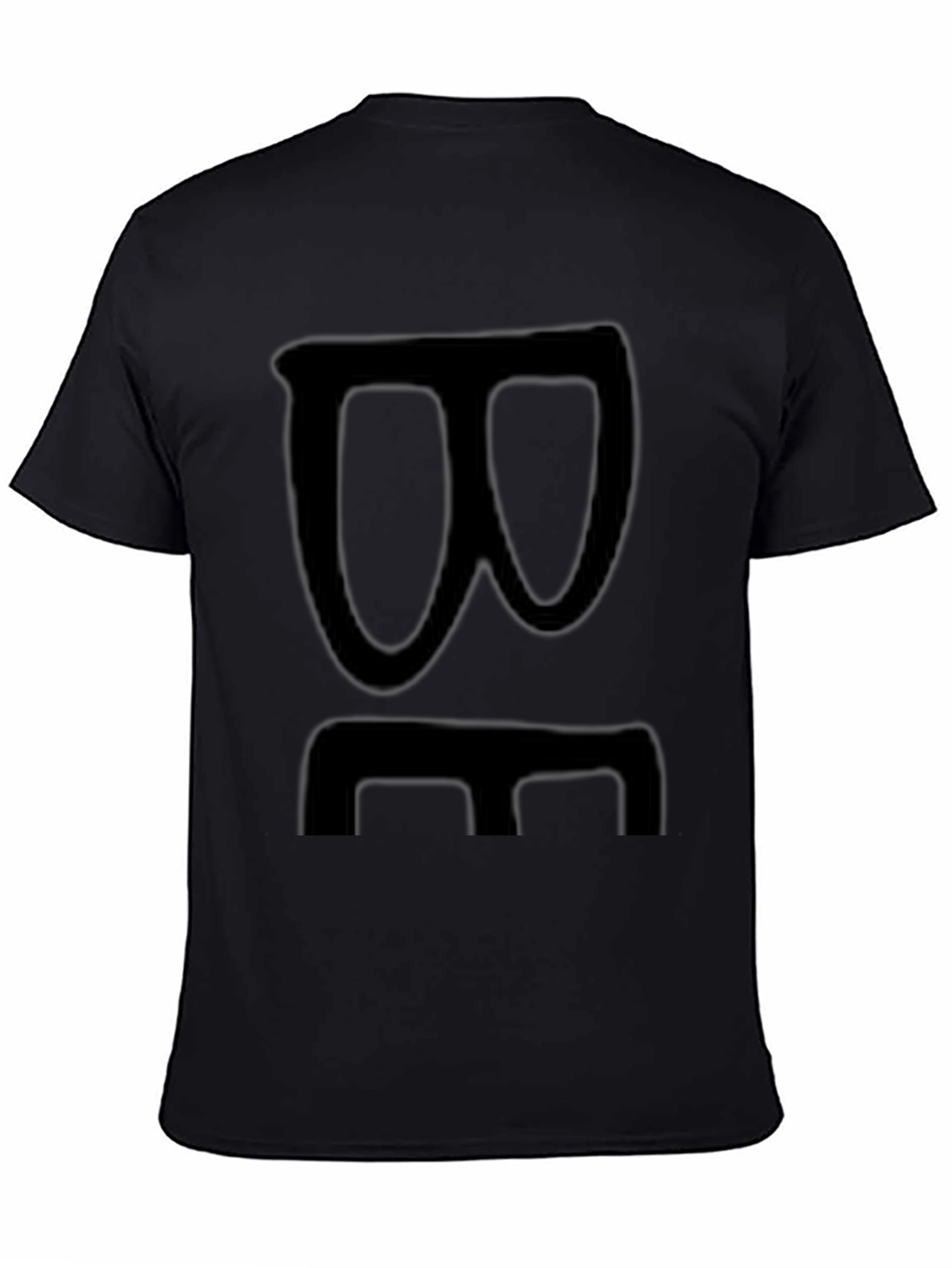 Black Graphic Tee with Abstract Face Design
