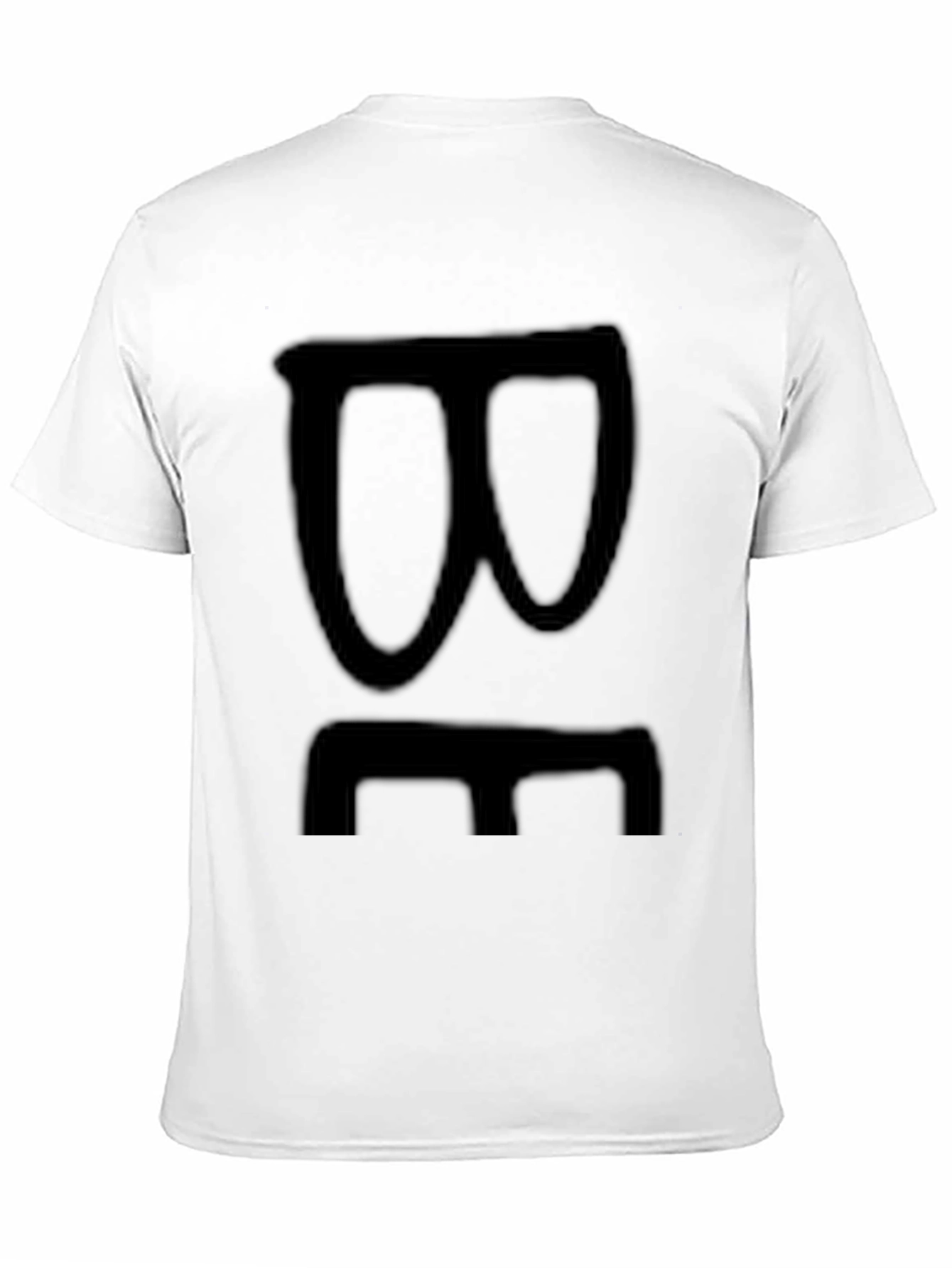 Black Graphic Tee with Abstract Face Design