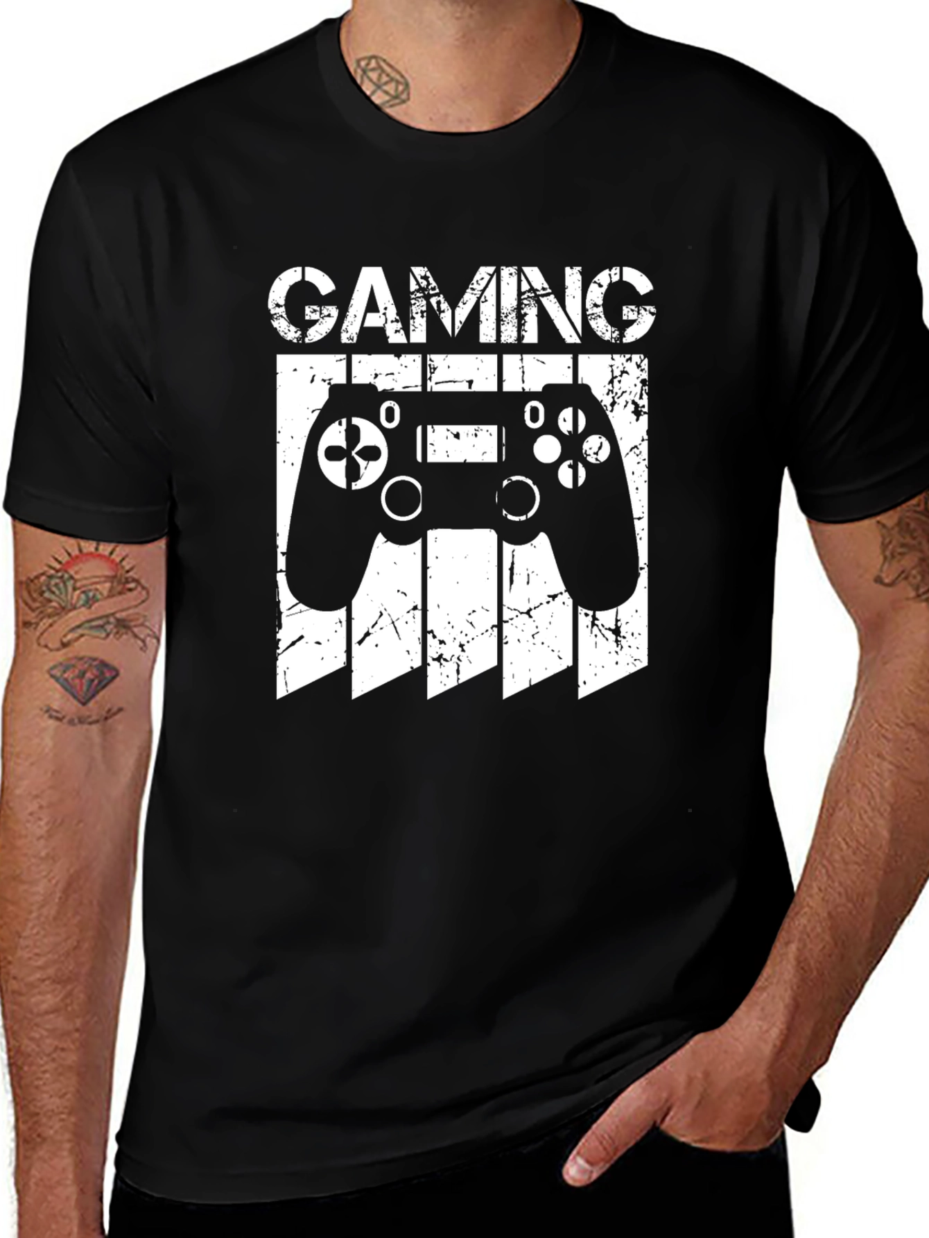 Gaming Controller Graphic Tee - Black Cotton T-Shirt