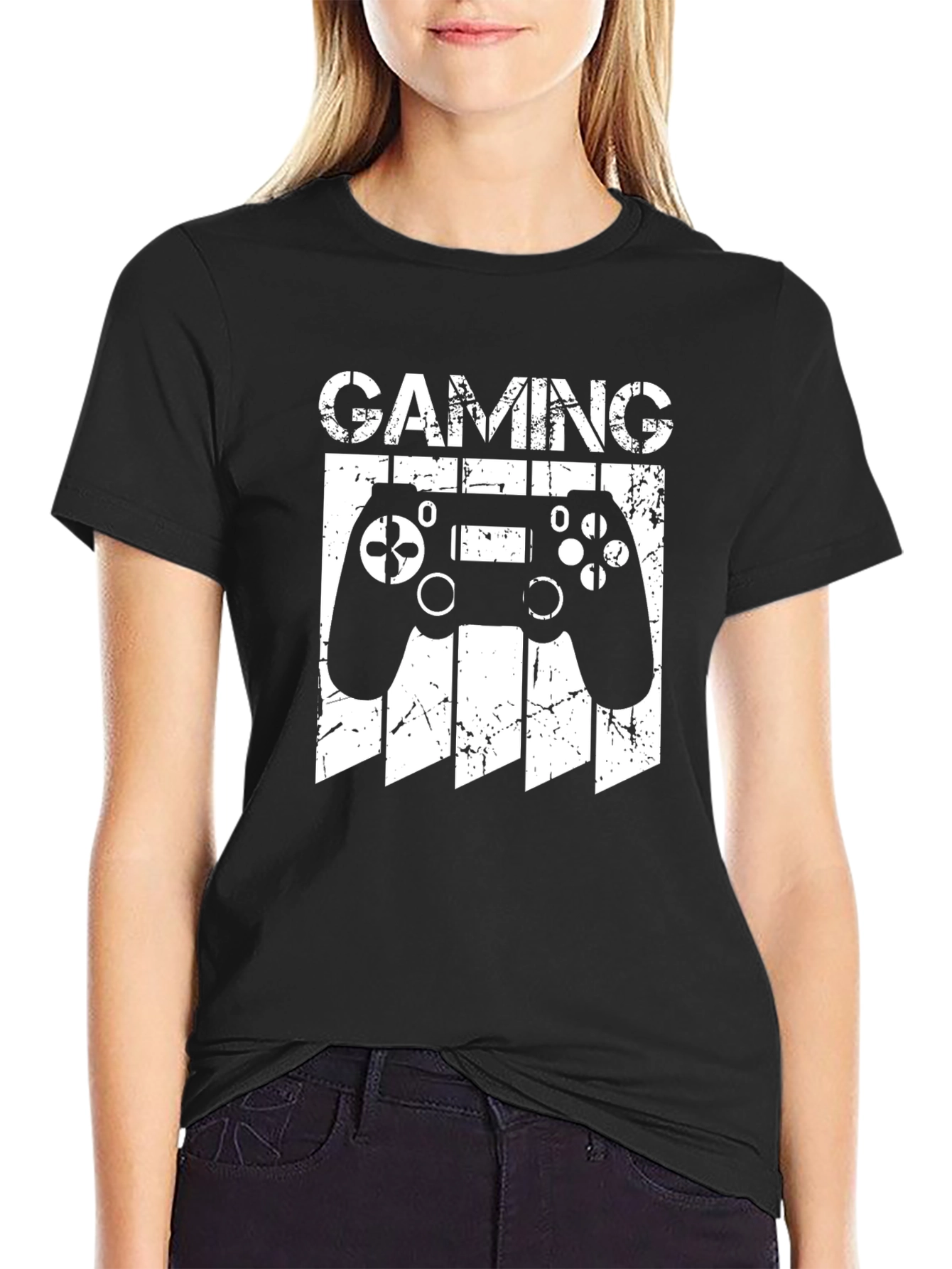 Gaming Controller Graphic Tee - Black Cotton T-Shirt