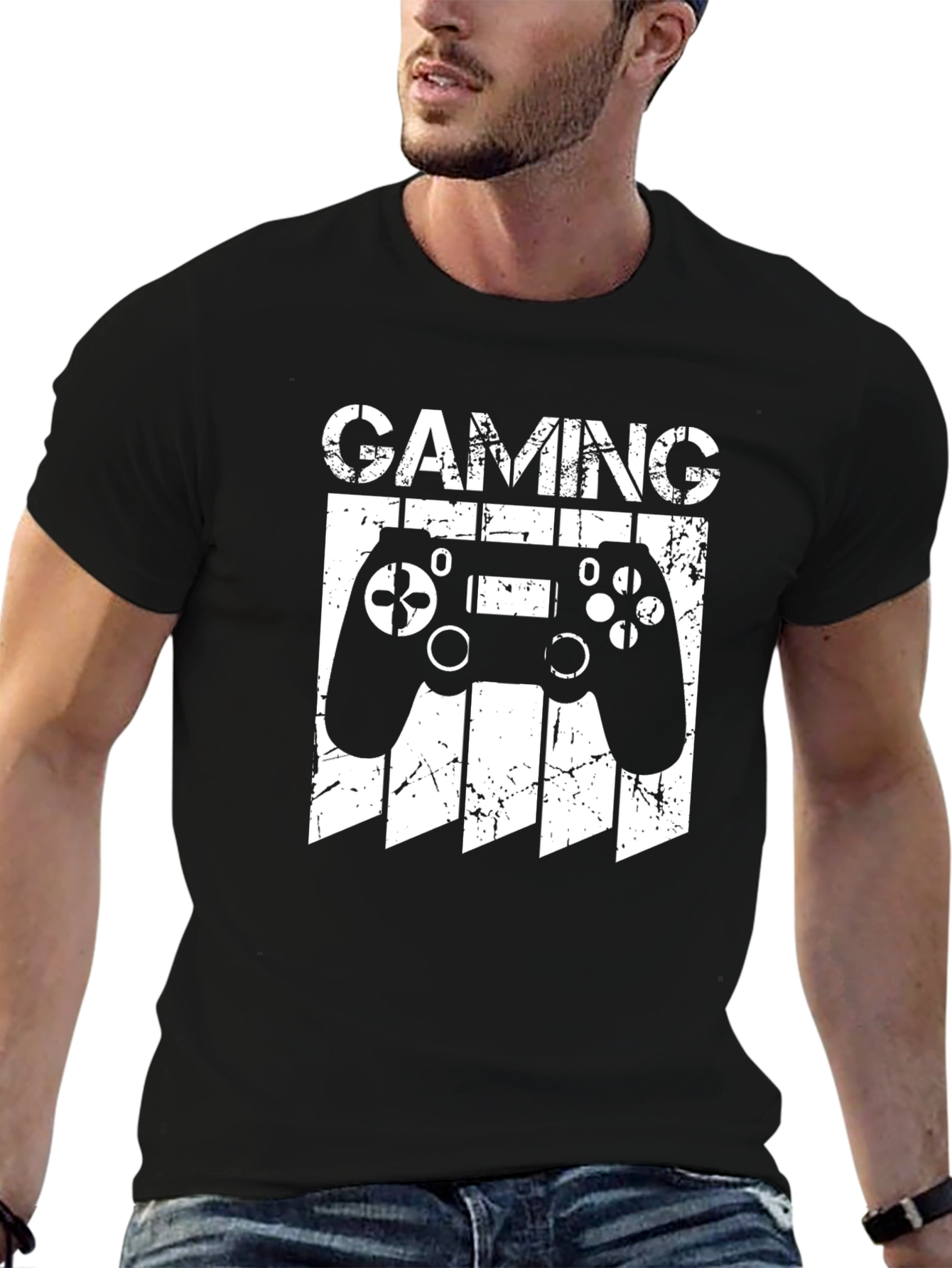 Gaming Controller Graphic Tee - Black Cotton T-Shirt