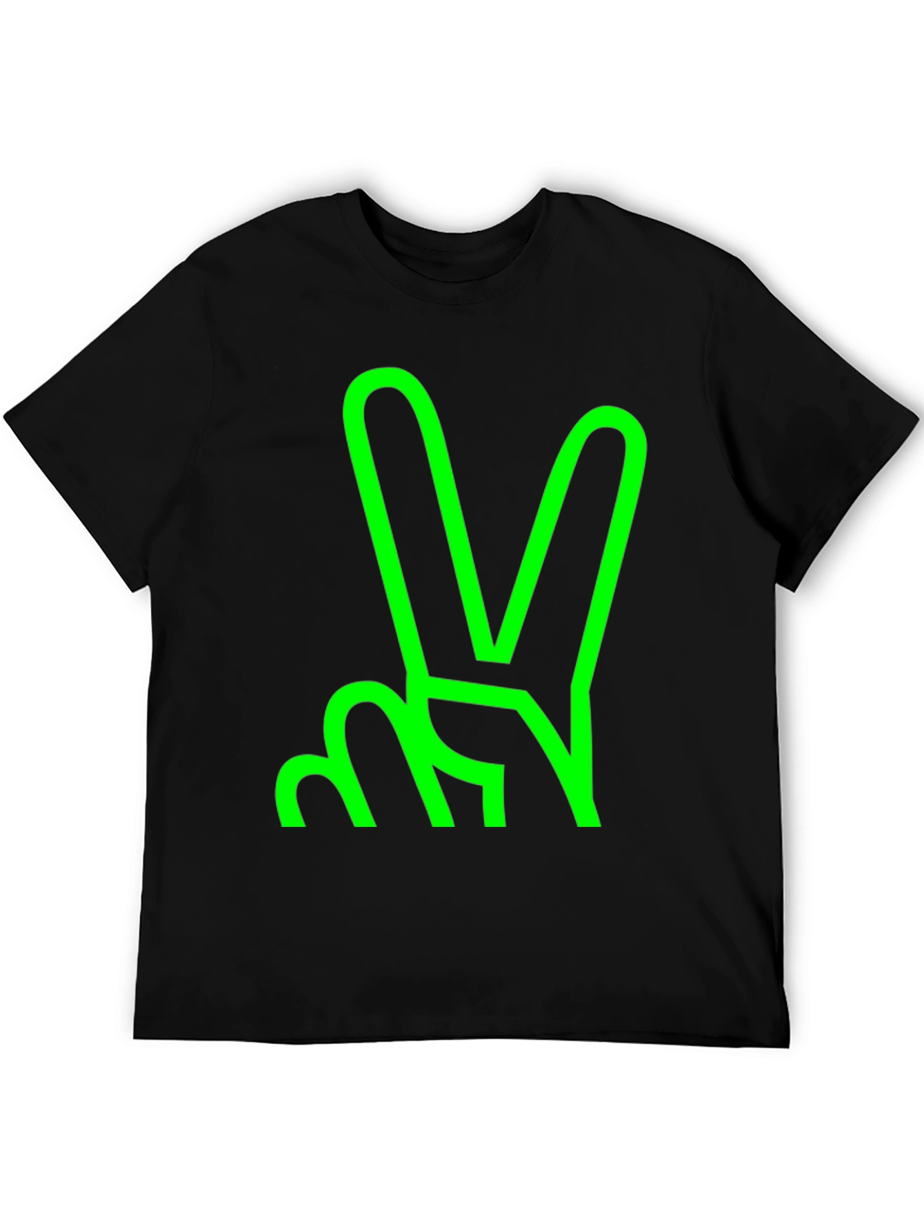 Green Peace Sign Graphic Black T-Shirt