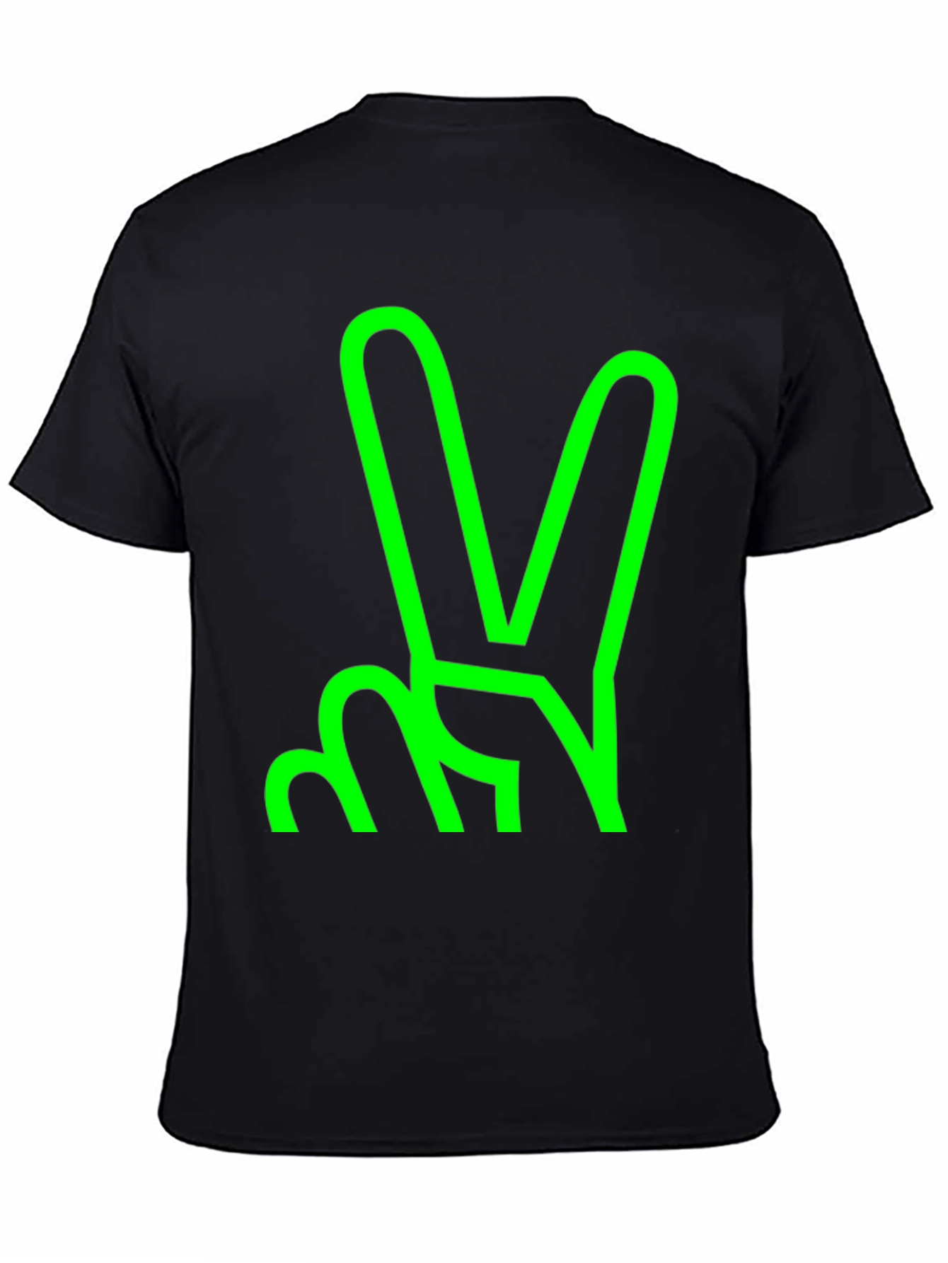 Green Peace Sign Graphic Black T-Shirt