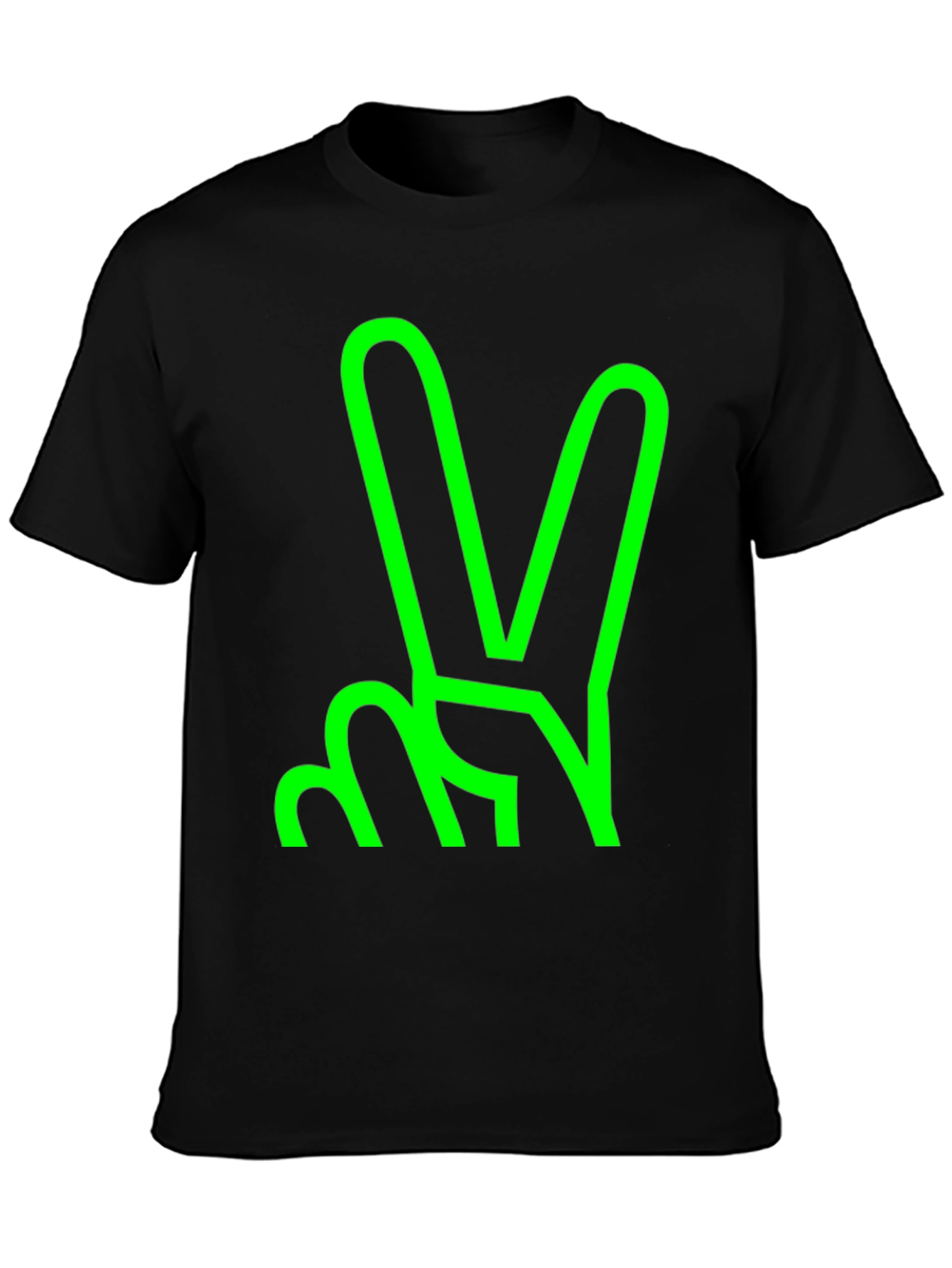 Green Peace Sign Graphic Black T-Shirt