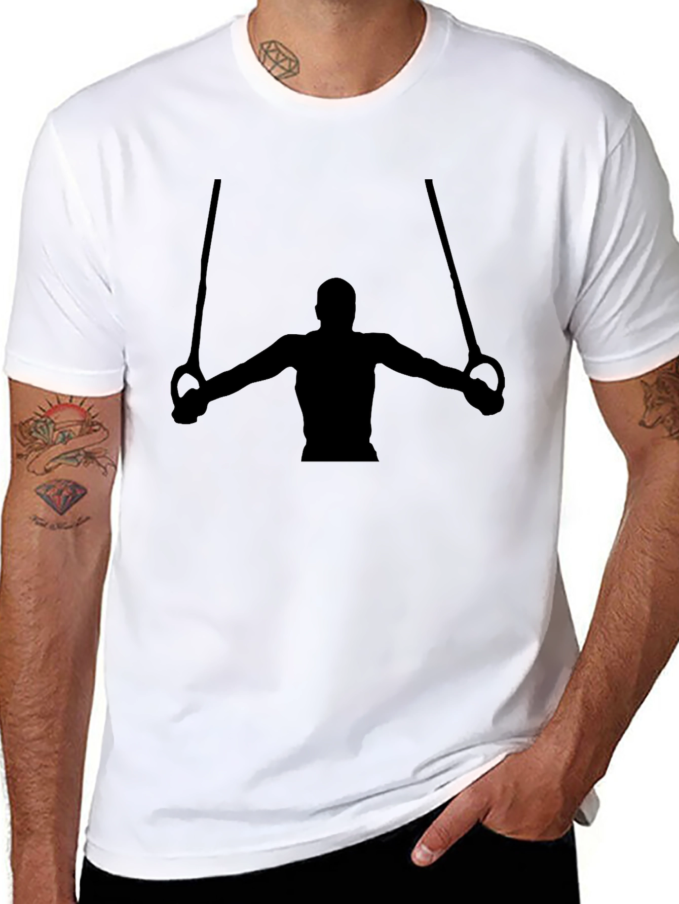 Gymnast Rings Graphic T-Shirt - Black Cotton