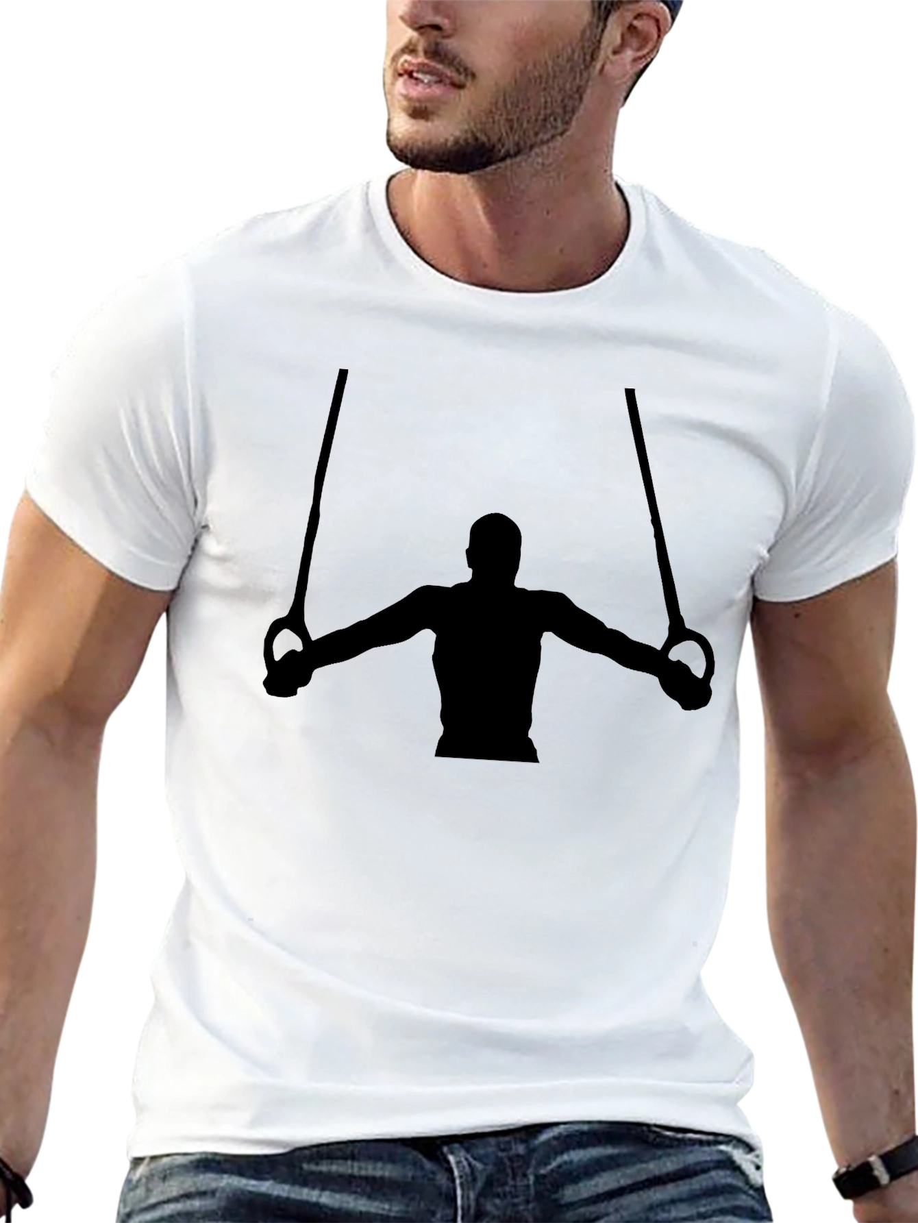 Gymnast Rings Graphic T-Shirt - Black Cotton